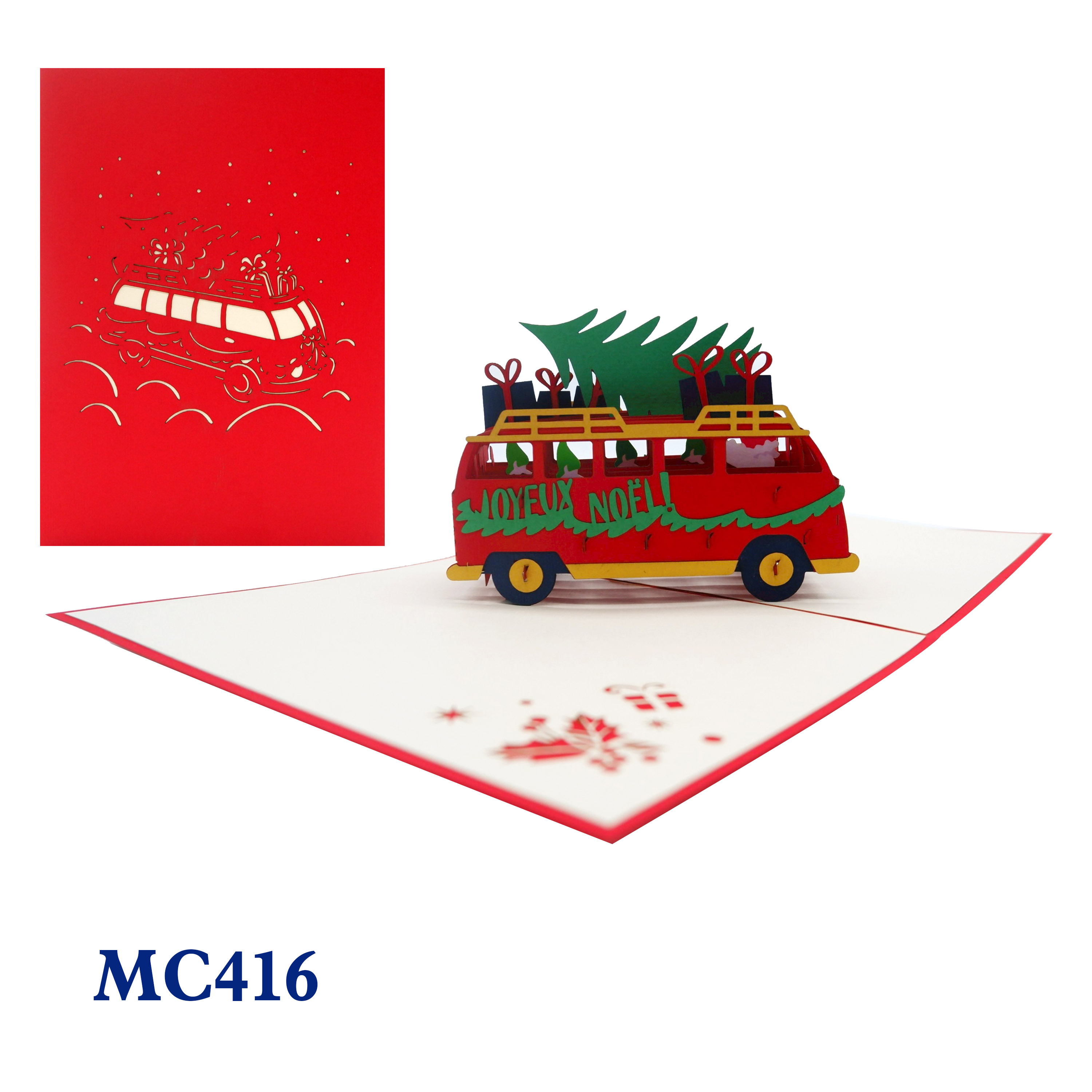 Merry Christmas Bus Pop Up Card