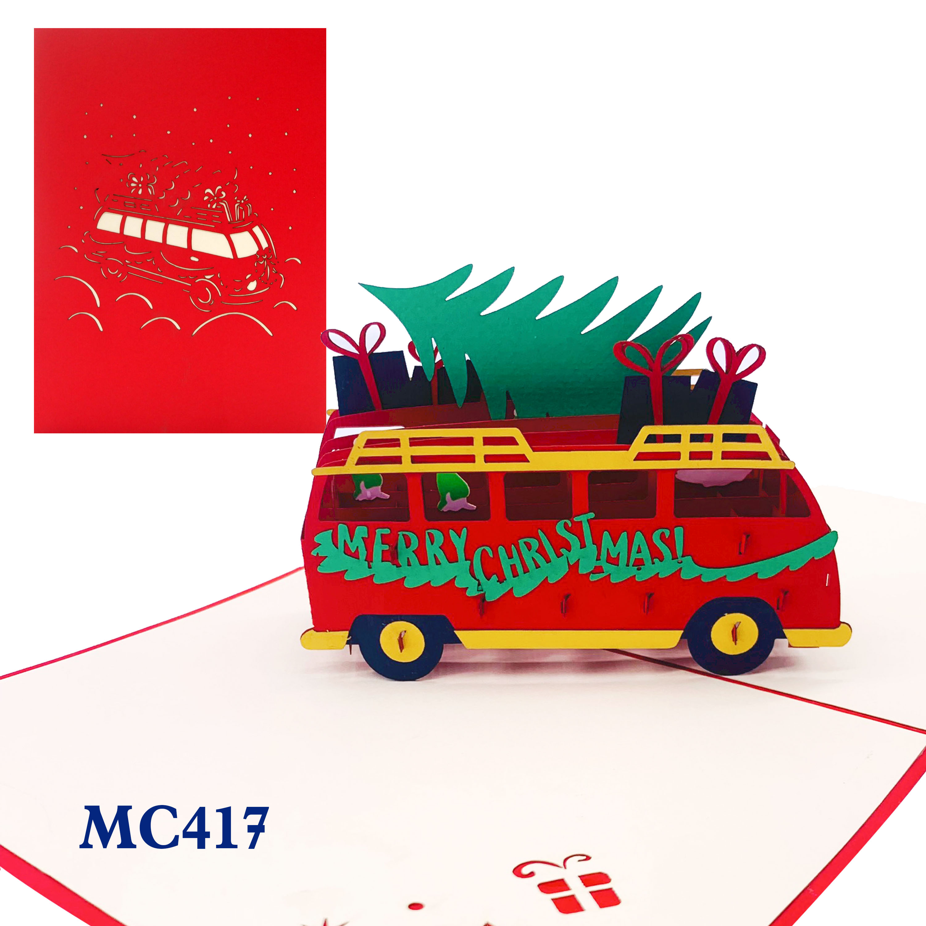 Merry Christmas Bus Pop Up Card