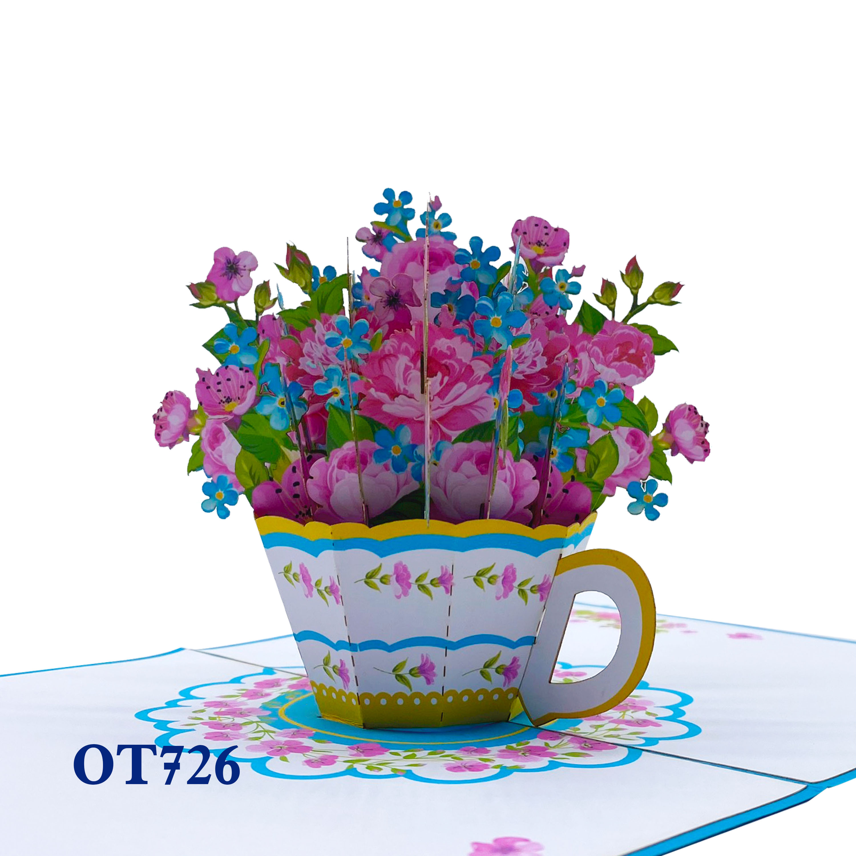 Mixed Flowers Cup Pop Up Card
