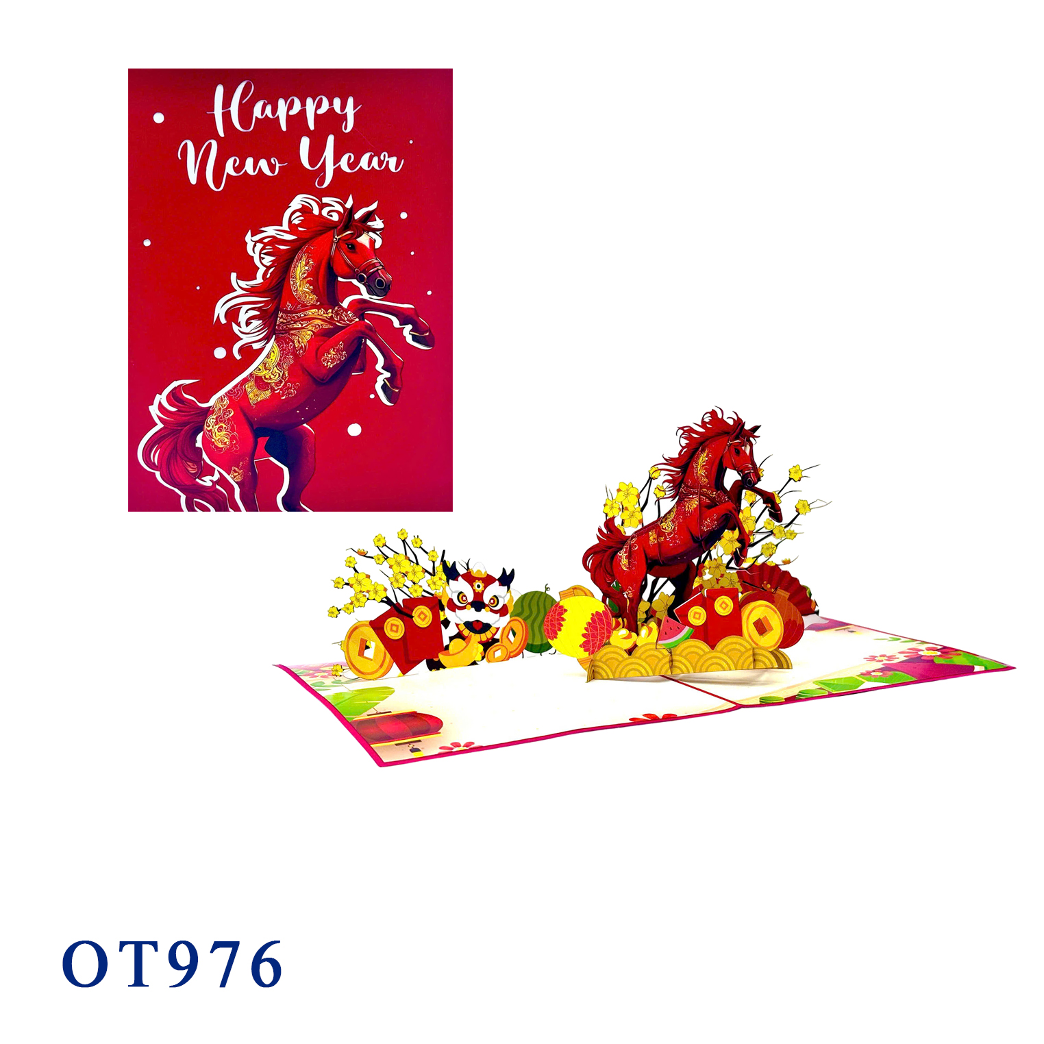 New Year Horse Pop-up Card