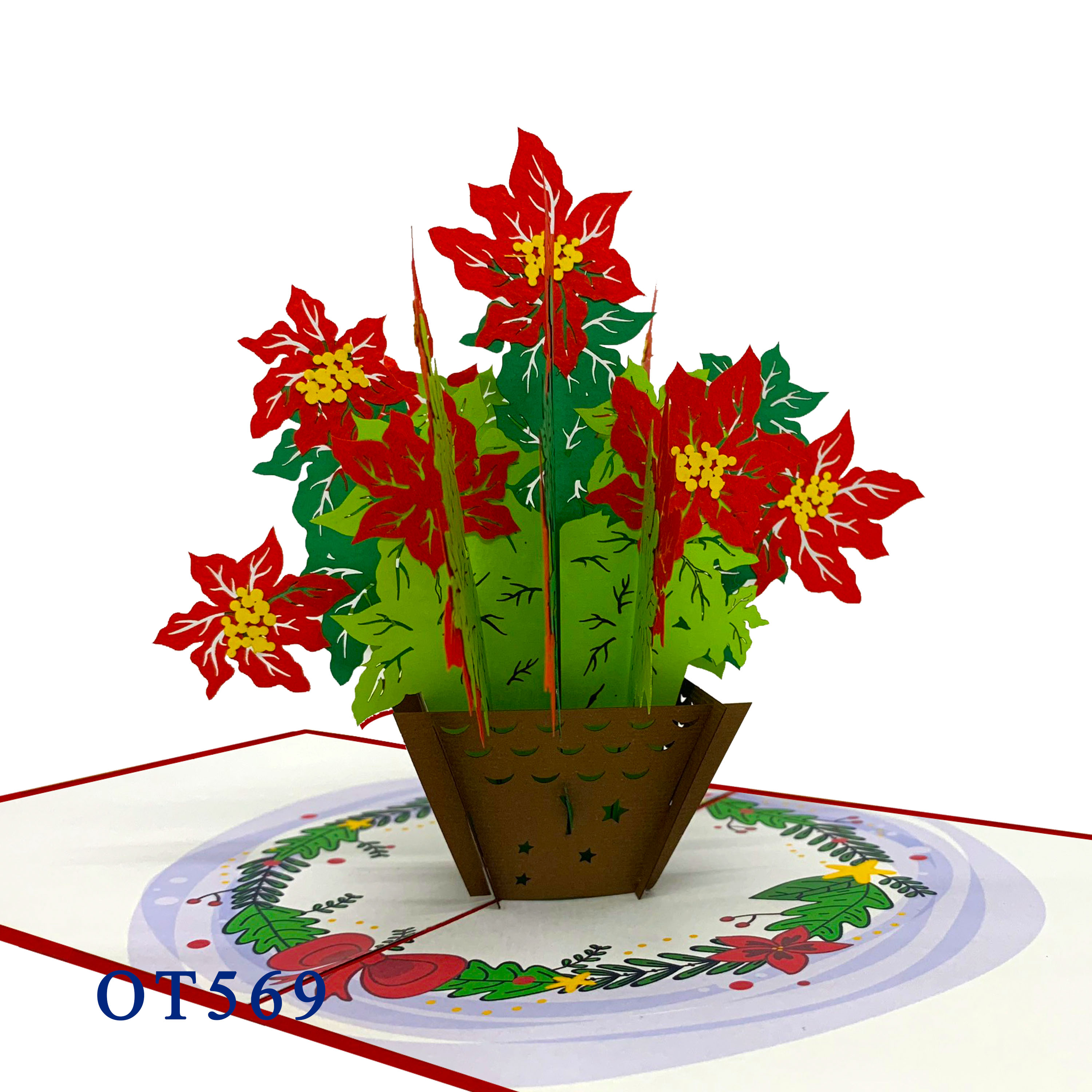Pointsettia Flower Pop Up Card