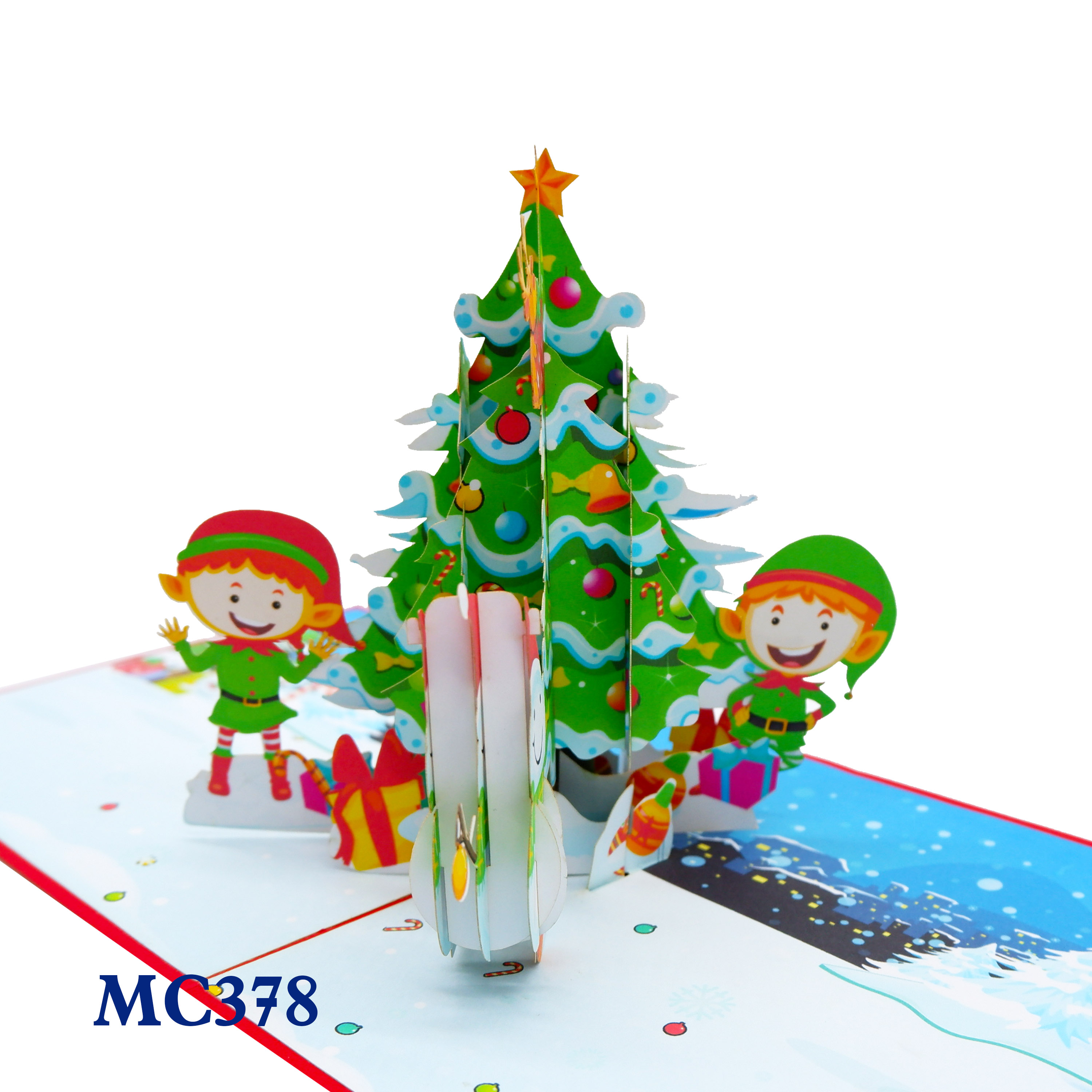 Noel Tree and Elves Pop Up Card