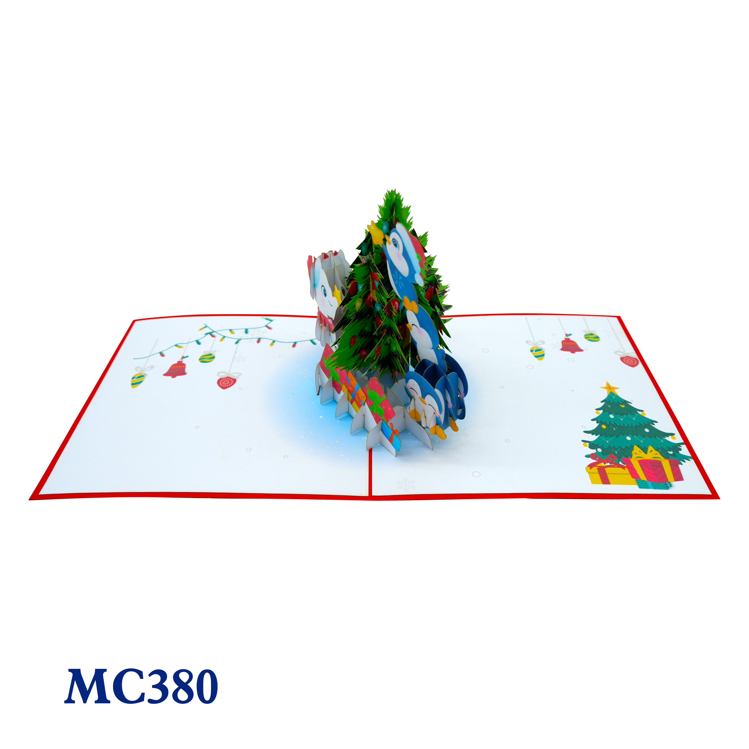 Noel Tree & Penguins Pop Up Card