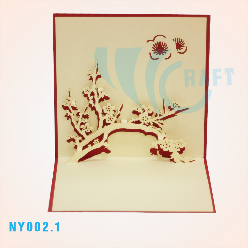 New Year Peach Blossom Pop Up Card 2