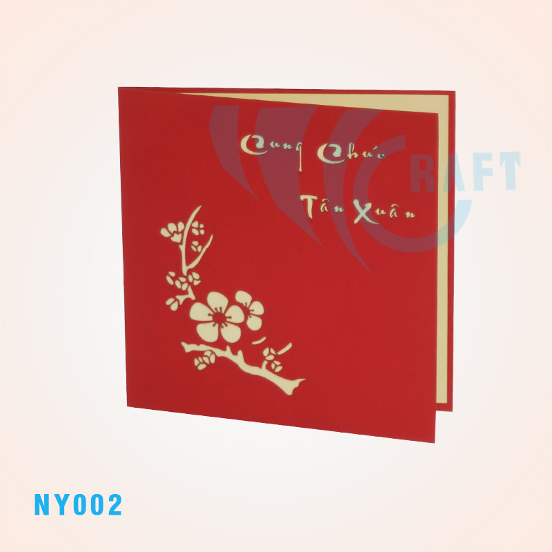 New Year Peach Blossom Pop Up Card