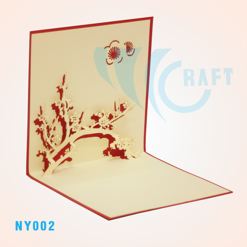 New Year Peach Blossom Pop Up Card