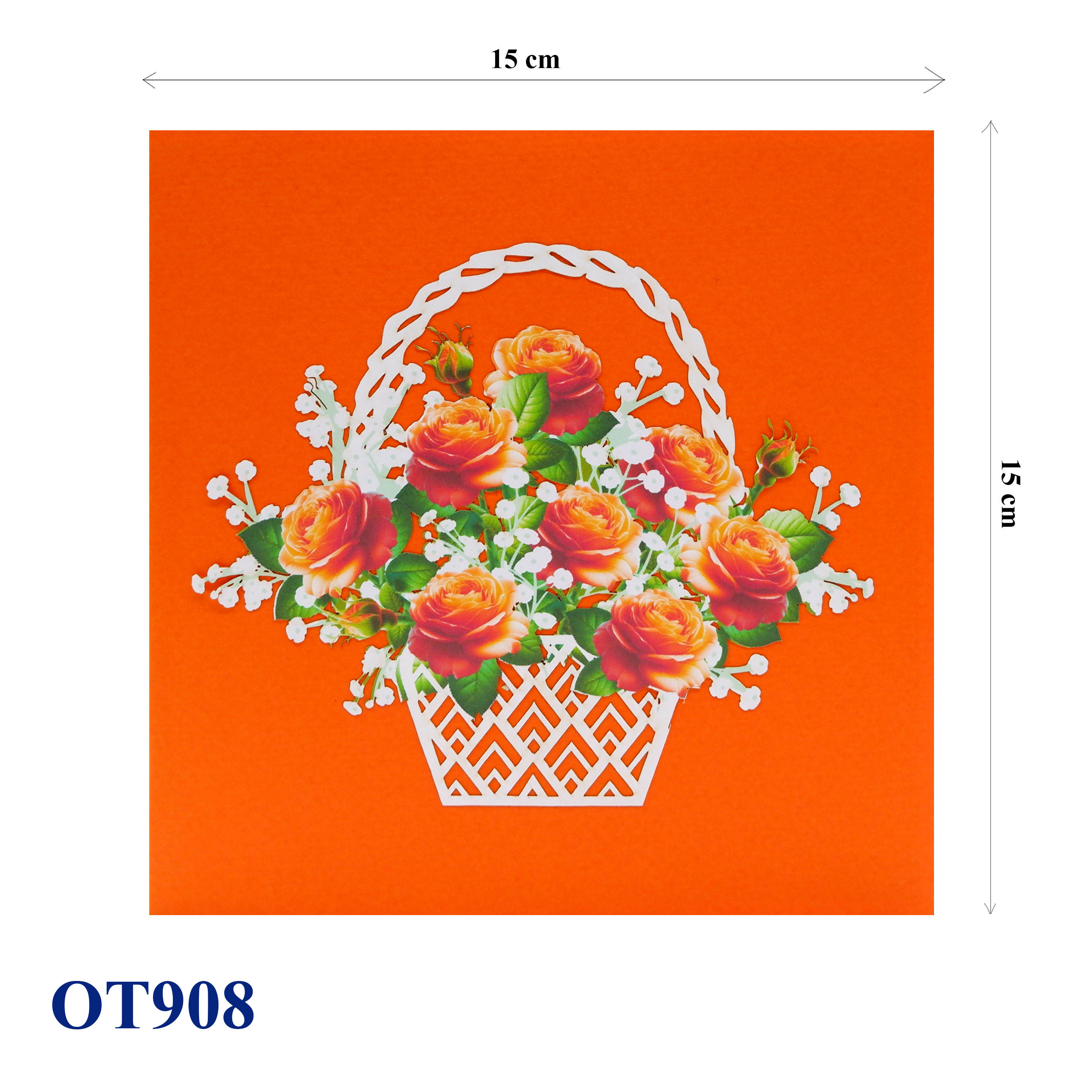 Orange Roses Basket Pop Up Greeting Card