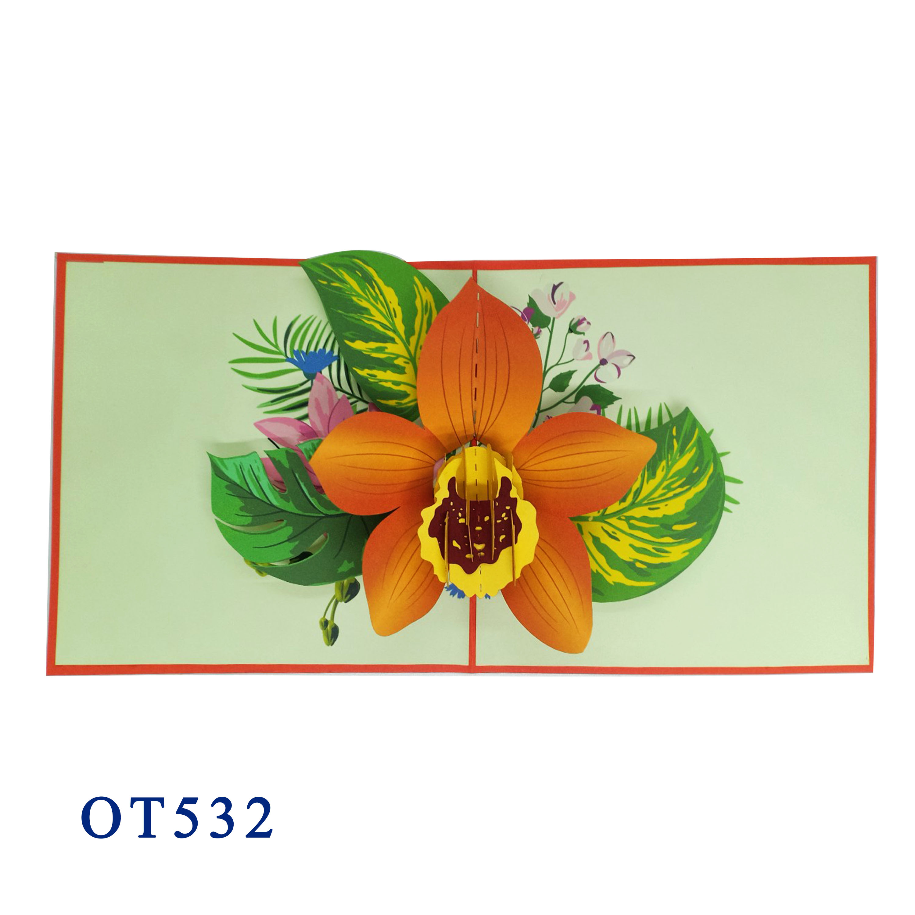 Orange Orchid Pop Up Card