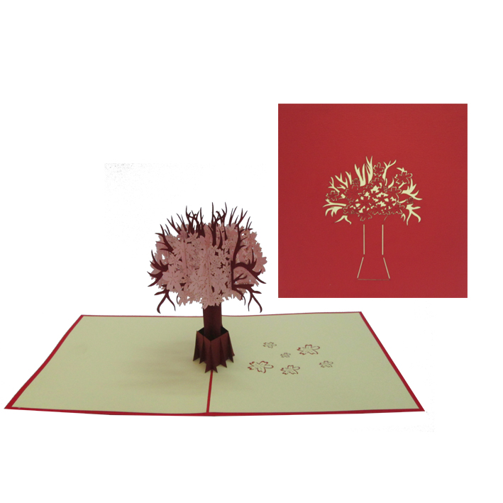 Pink Flower Tree Pop Up Card