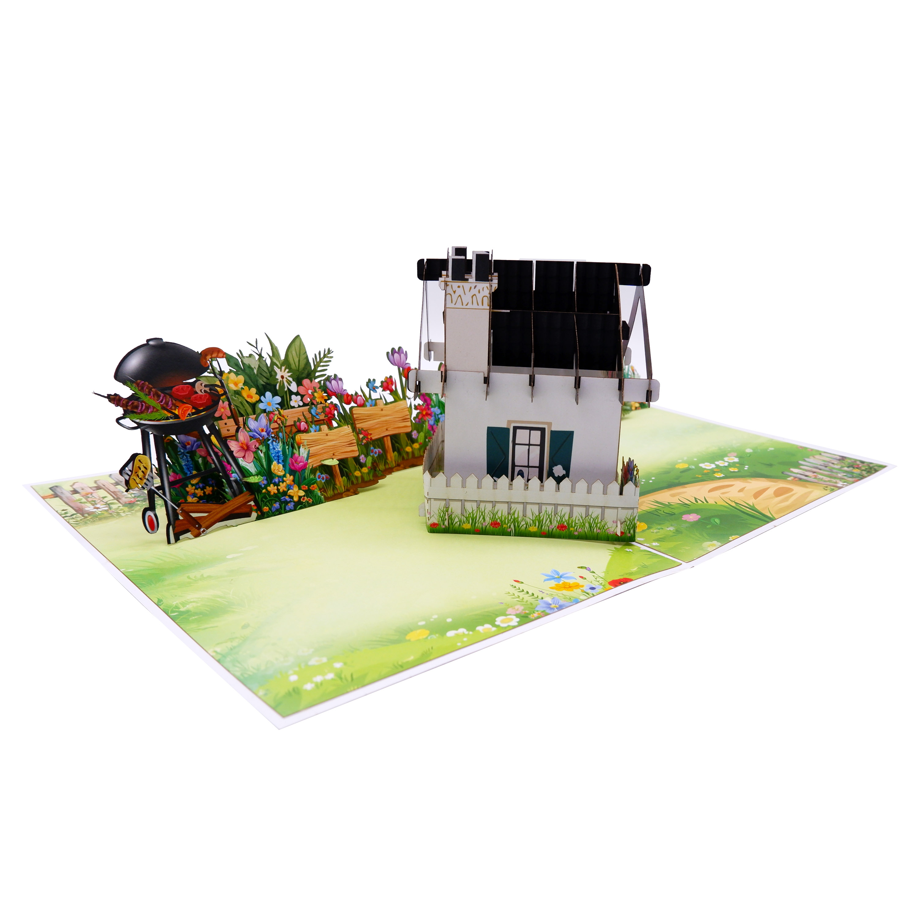 Garden House Pop-Up Card – A Warm and Charming 3D Scene