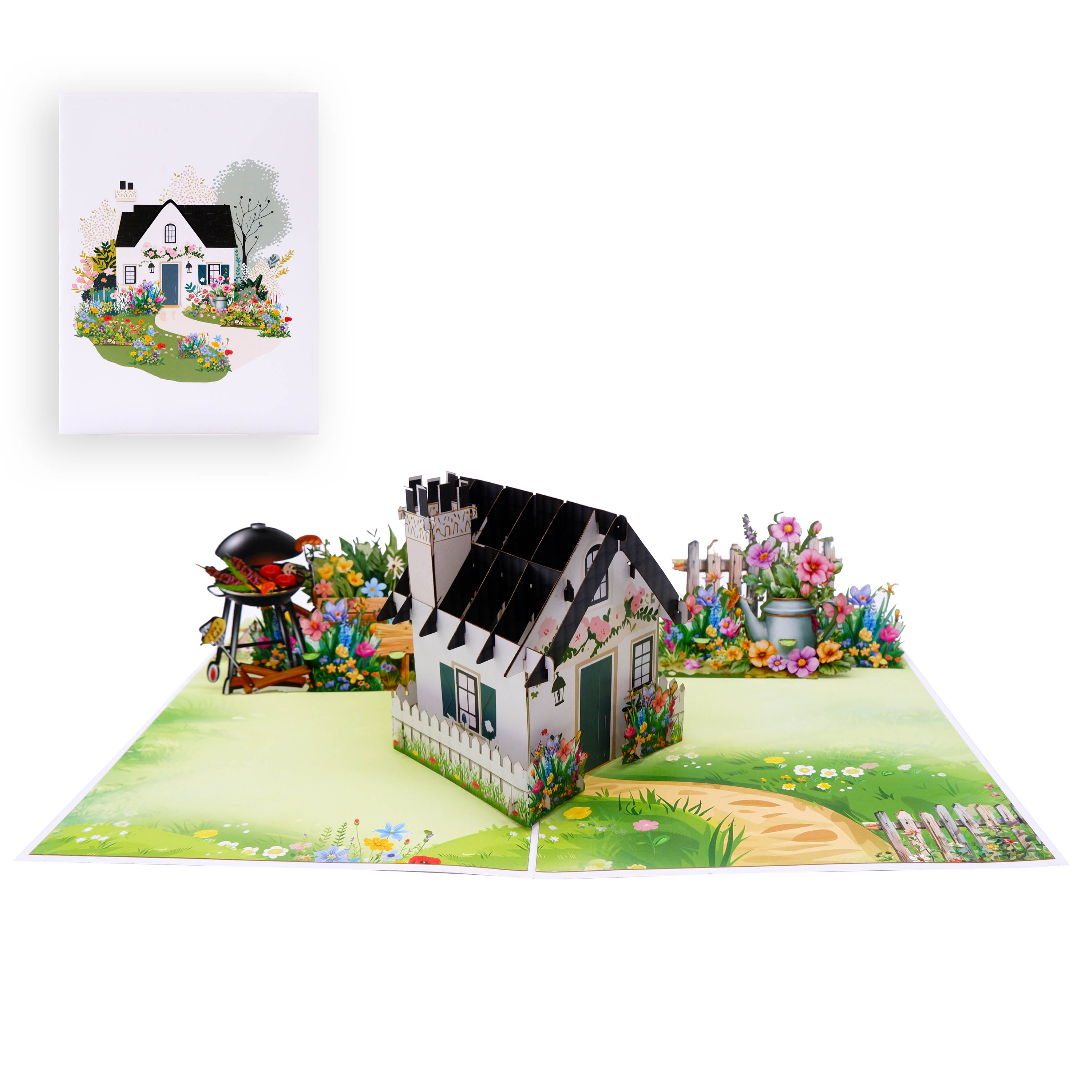 Garden House Pop-Up Card – A Warm and Charming 3D Scene