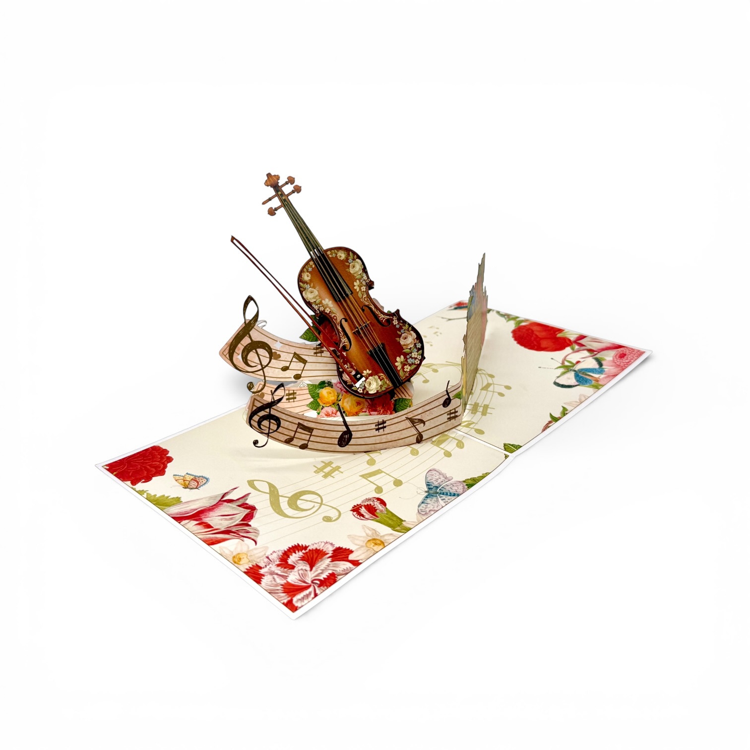 Floral Violin Pop-Up Card