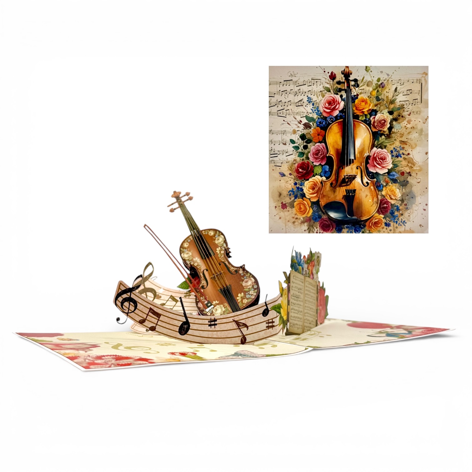 Floral Violin Pop-Up Card