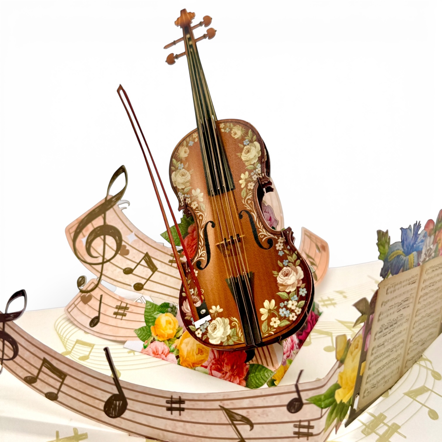Floral Violin Pop-Up Card