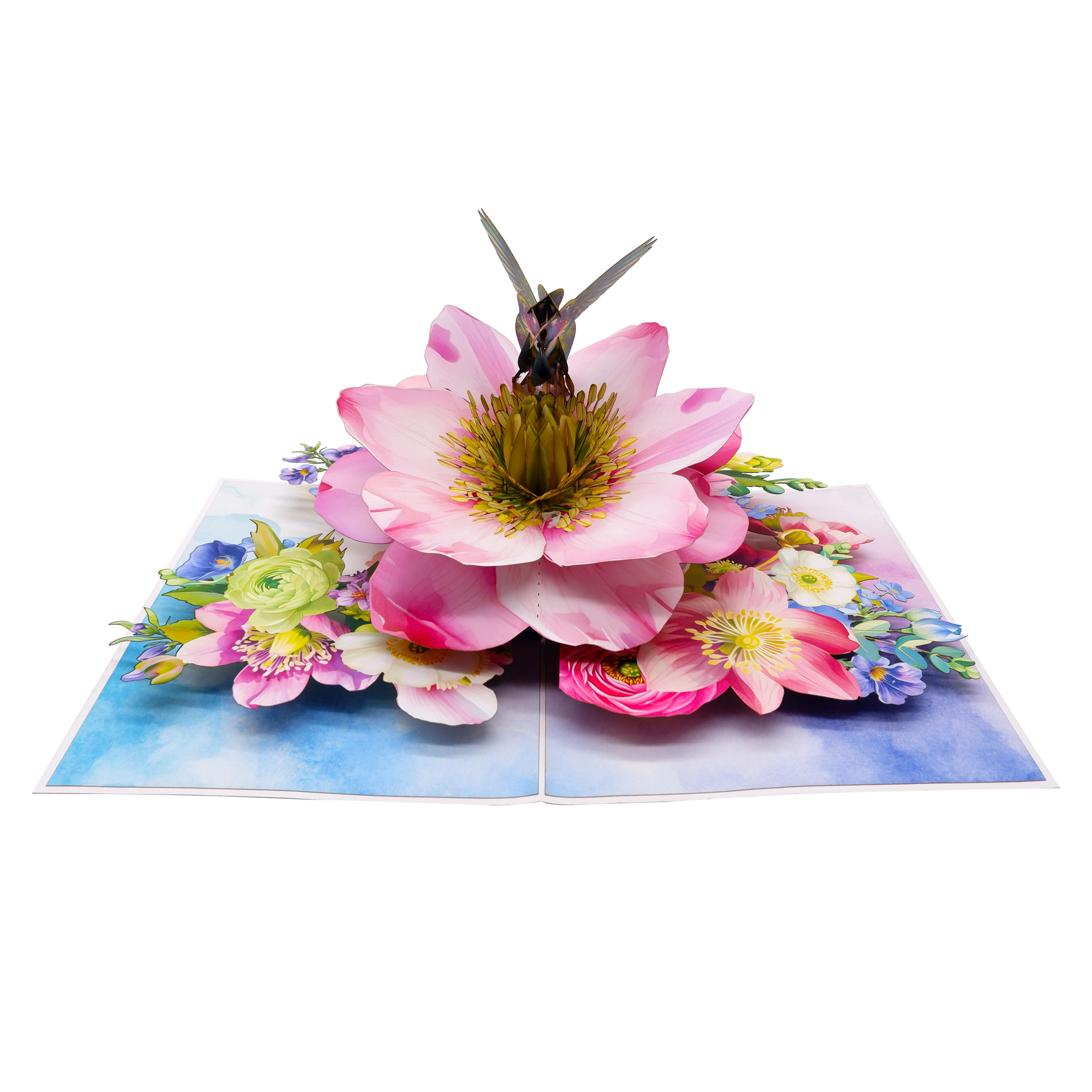 Hummingbird & Hellebore Flower 3D Pop Up Card