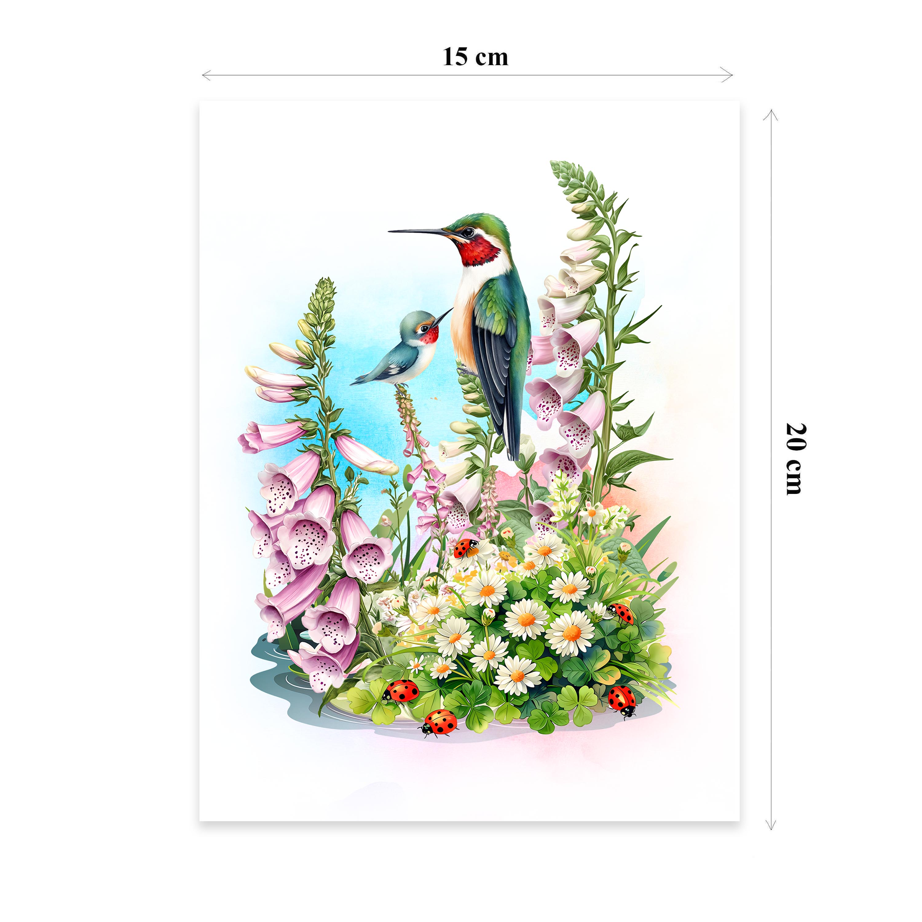 Flowers Garden & Hummingbirds Pop Up Card