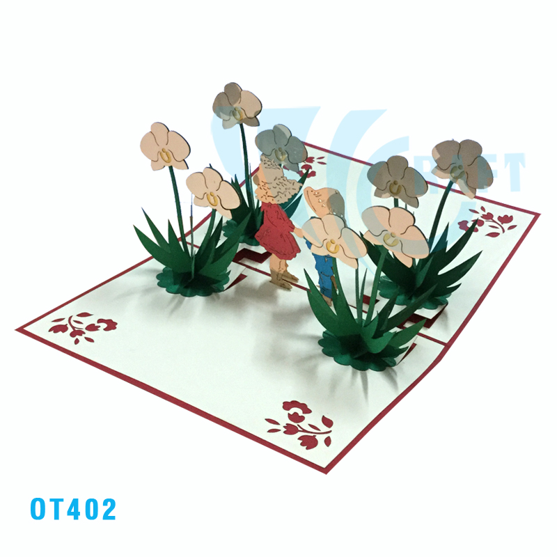 Orchid Love Garden Pop Up Card