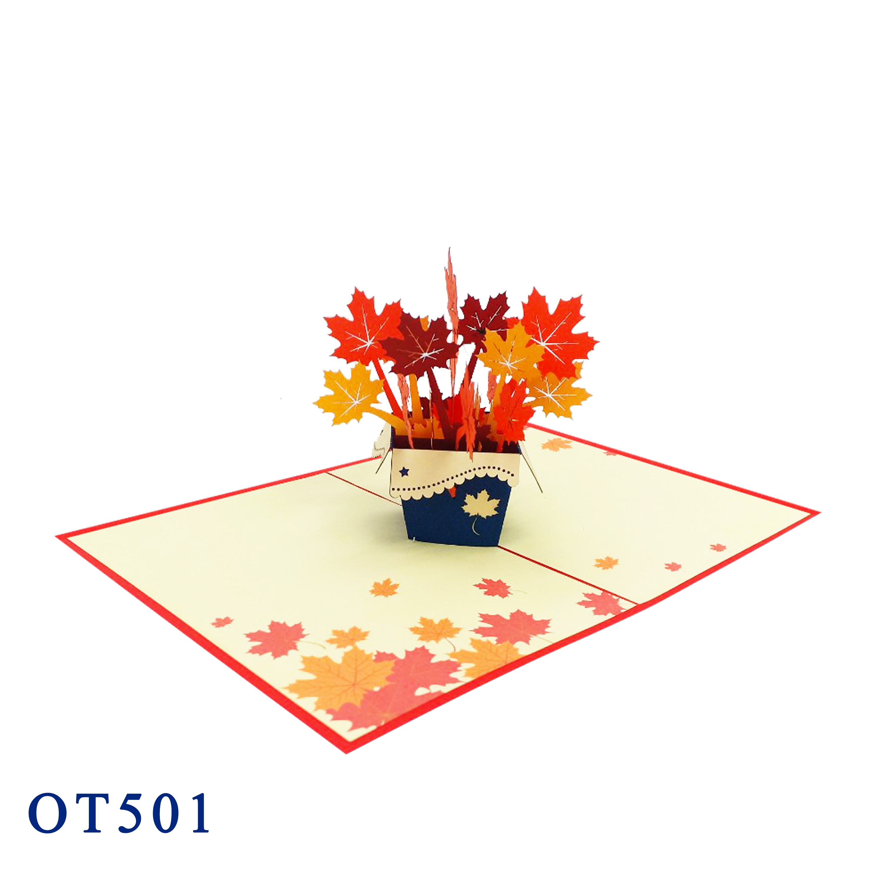 Red Maple Leaves Pop Up Card