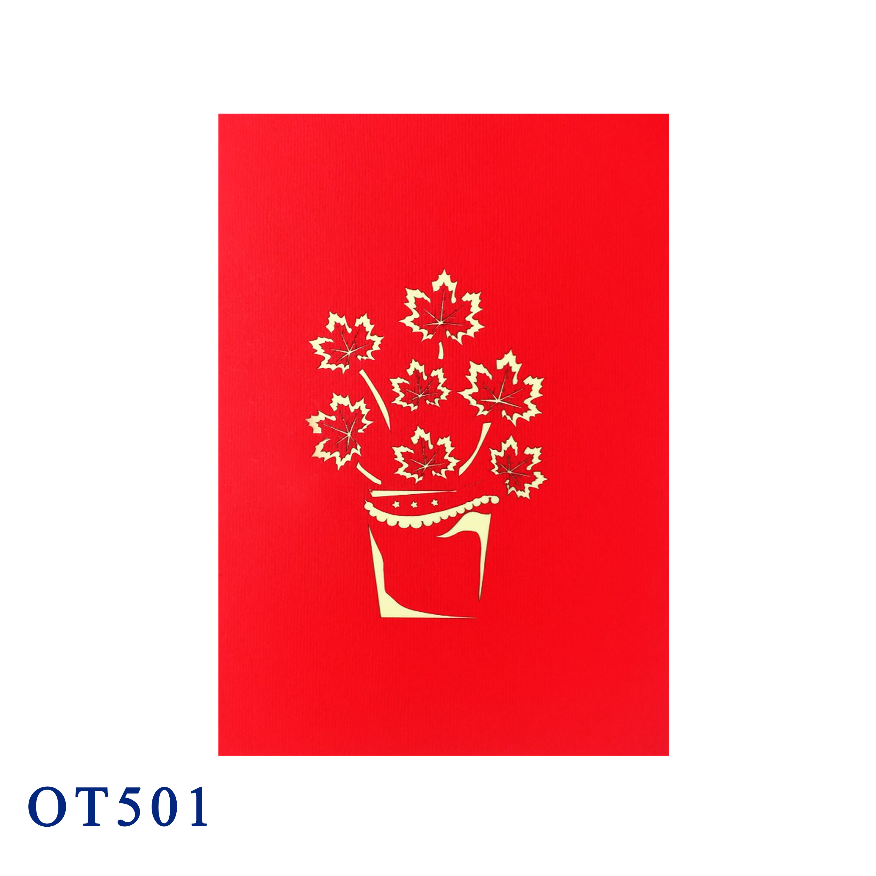 Red Maple Leaves Pop Up Card