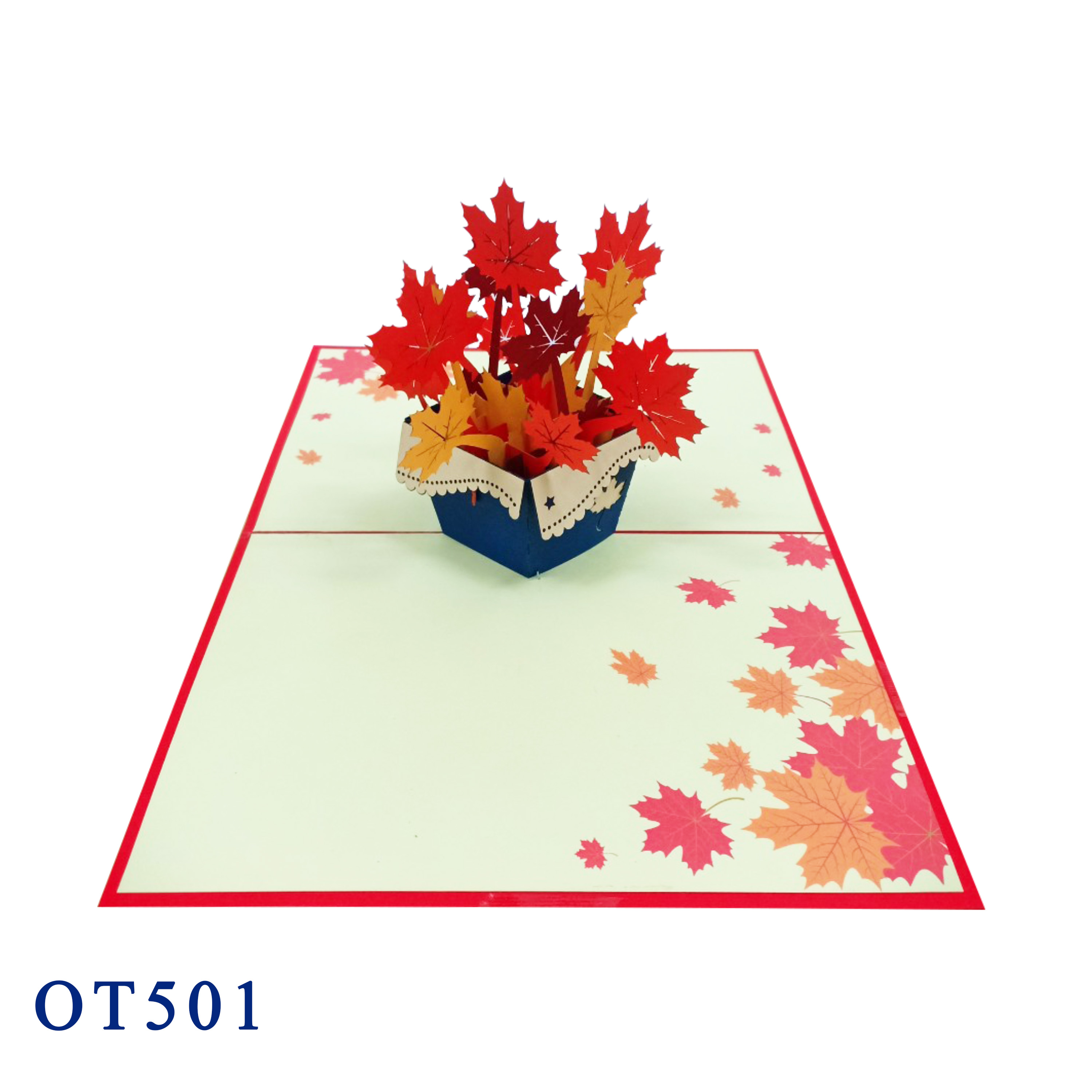 Red Maple Leaves Pop Up Card