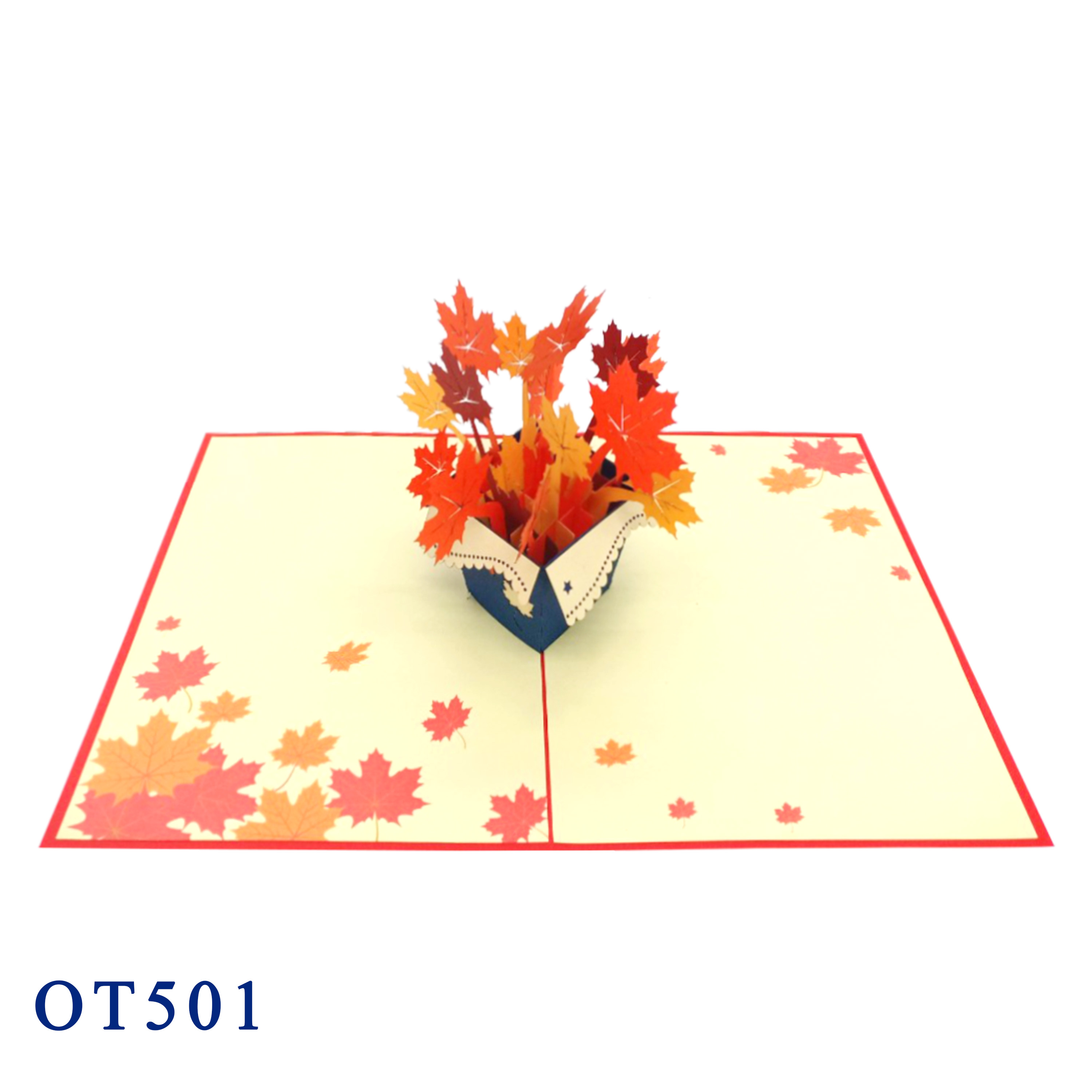 Red Maple Leaves Pop Up Card