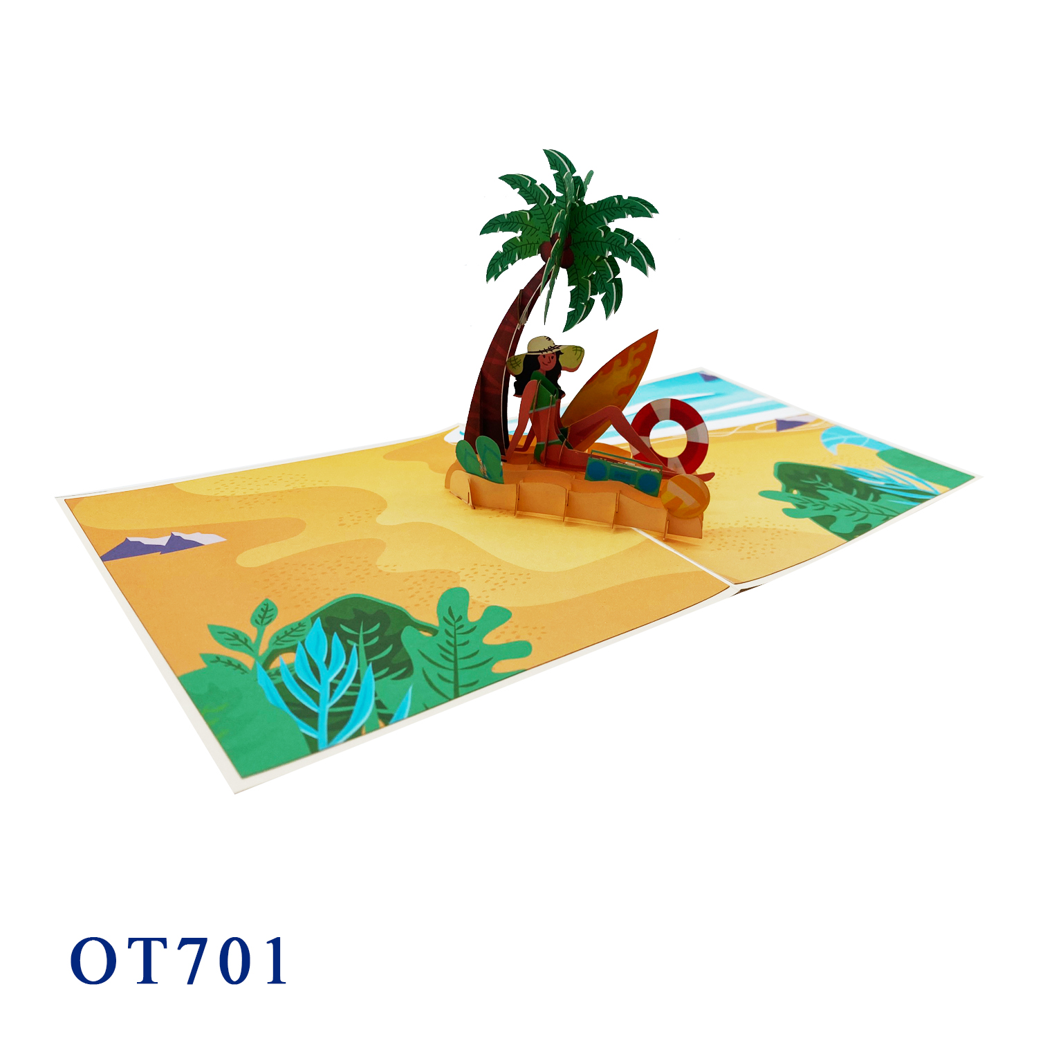 The Girl On The Beach Pop Up Card