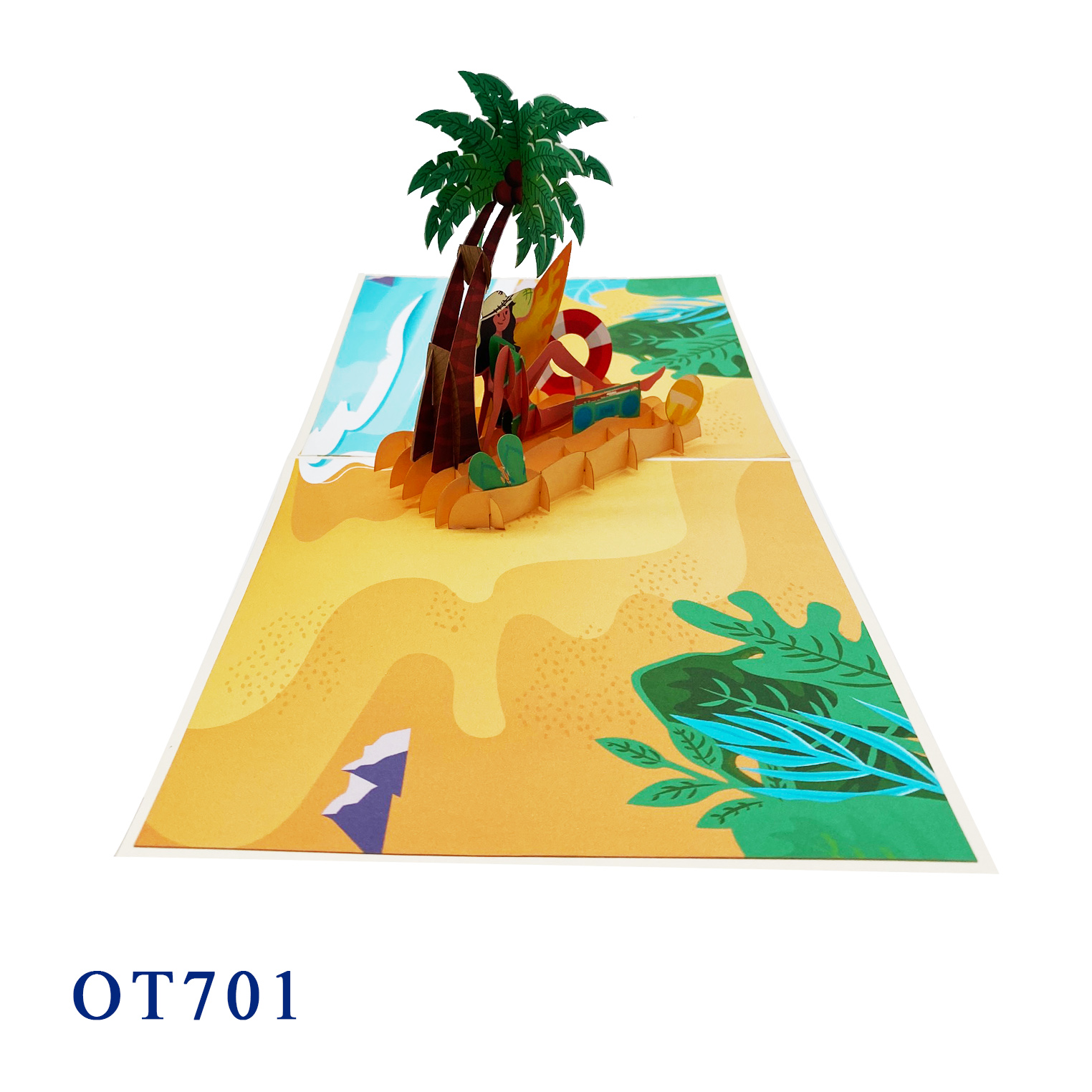 The Girl On The Beach Pop Up Card