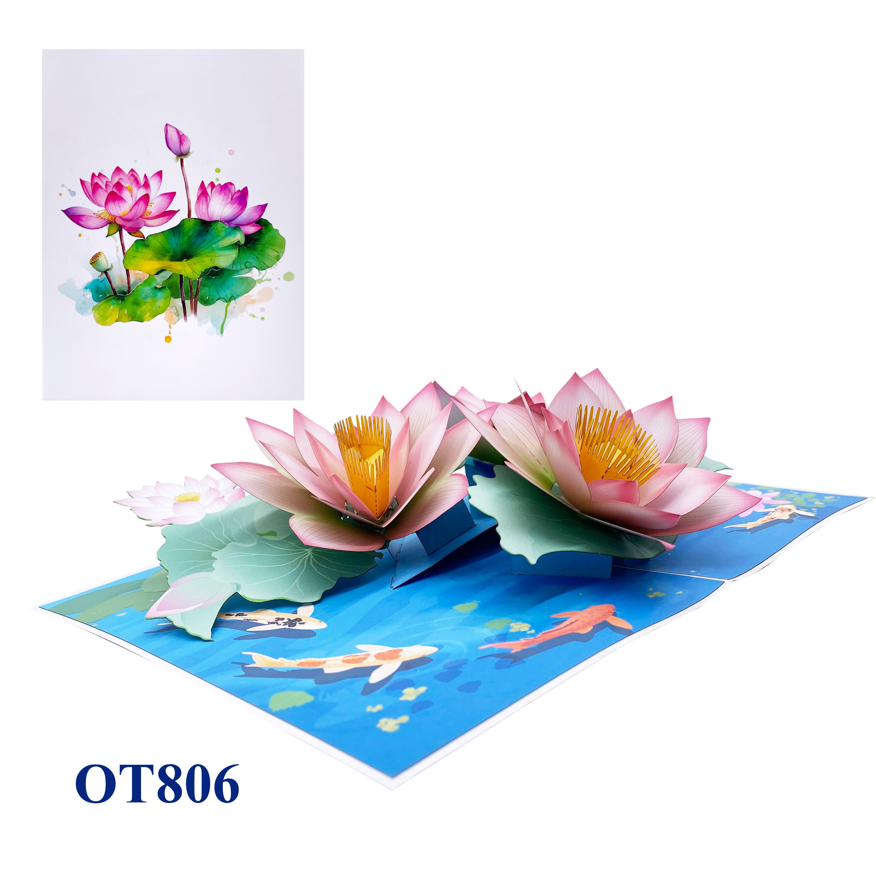 Lotus On The Pond Pop Up Card