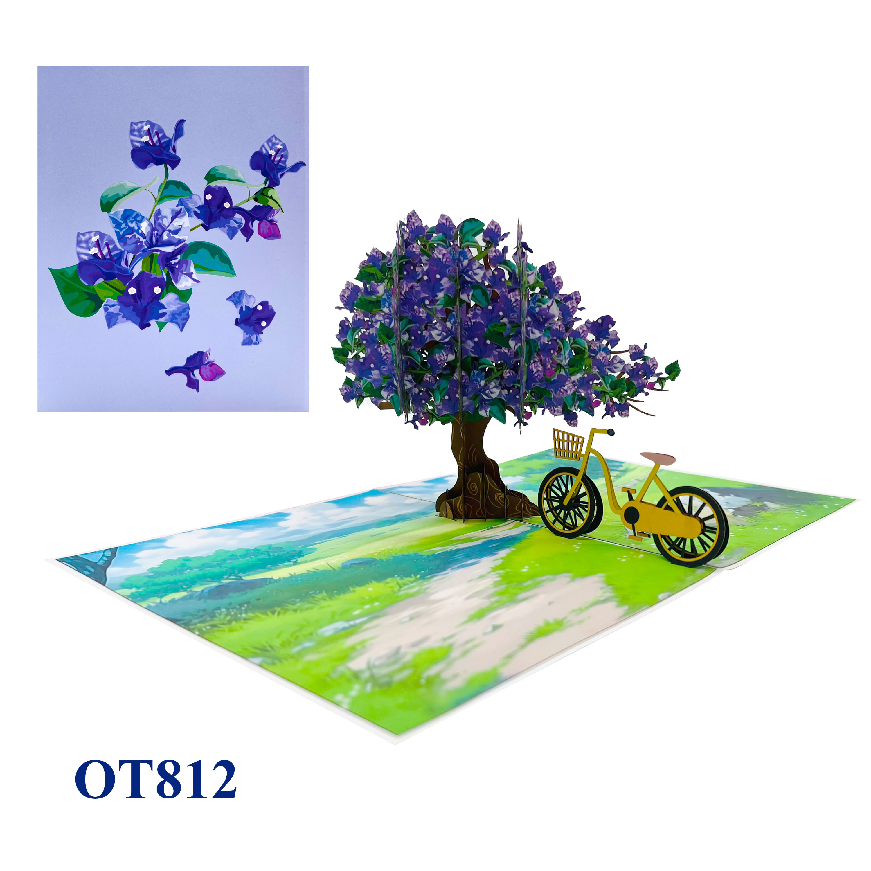 Purple Bougainvillea Pop Up Card