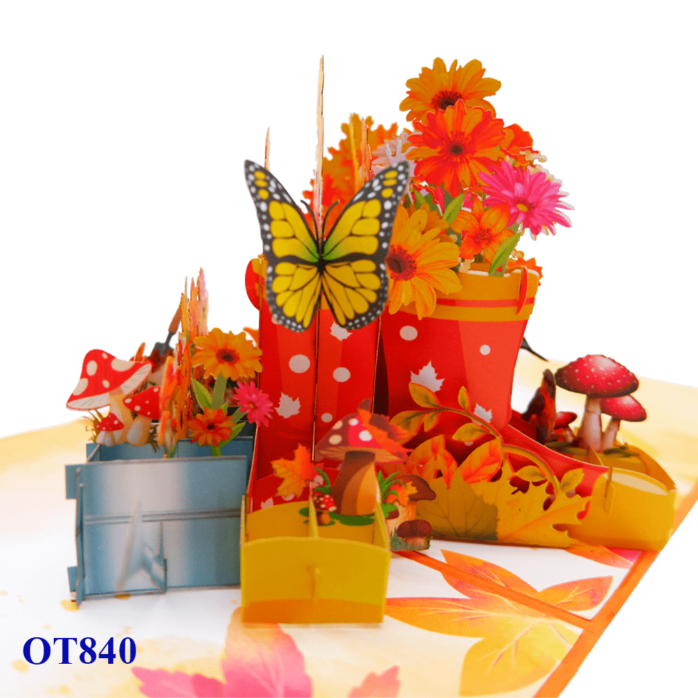 Autumn Boots Pop Up Card