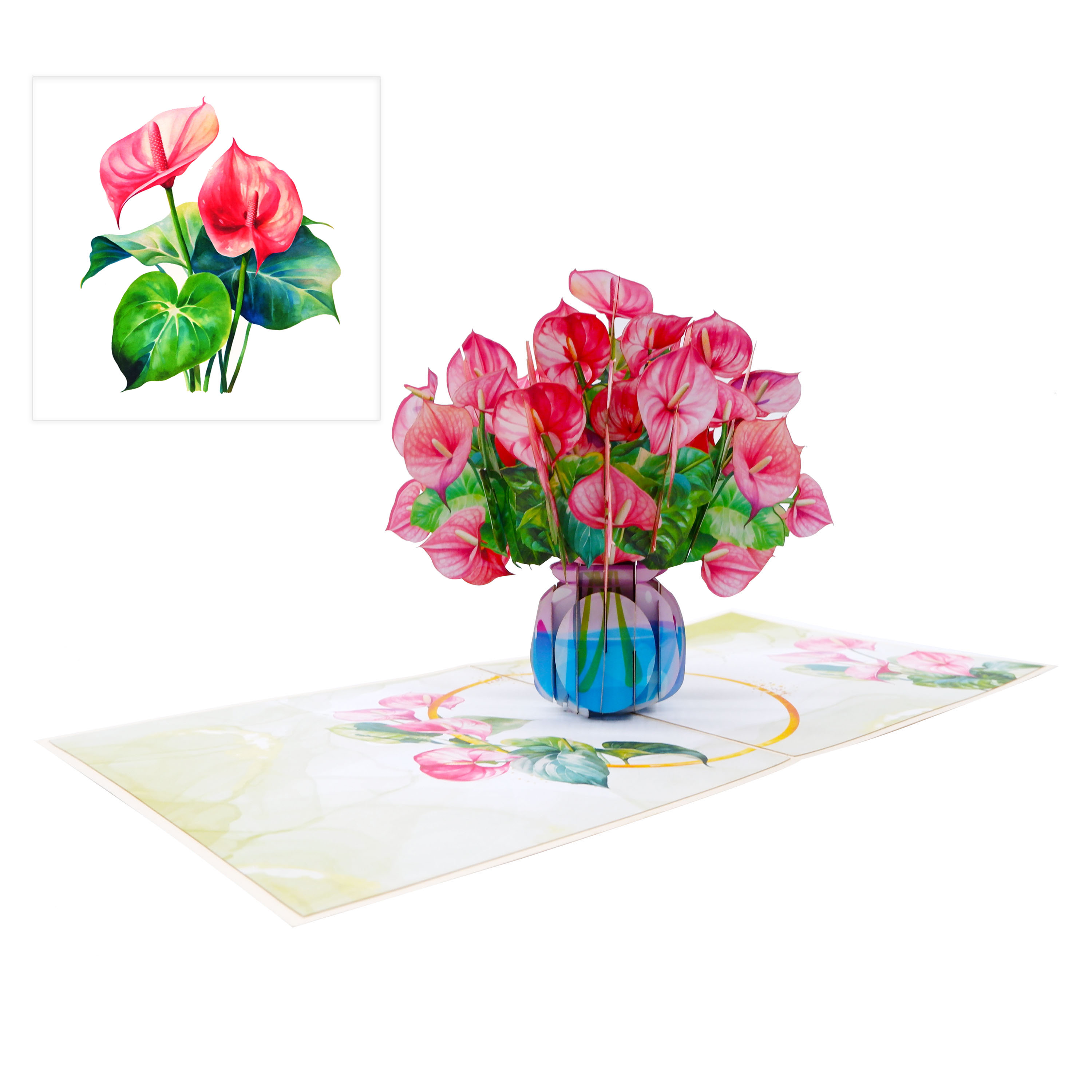 Anthurium Andraeanum Pop Up Greeting Card