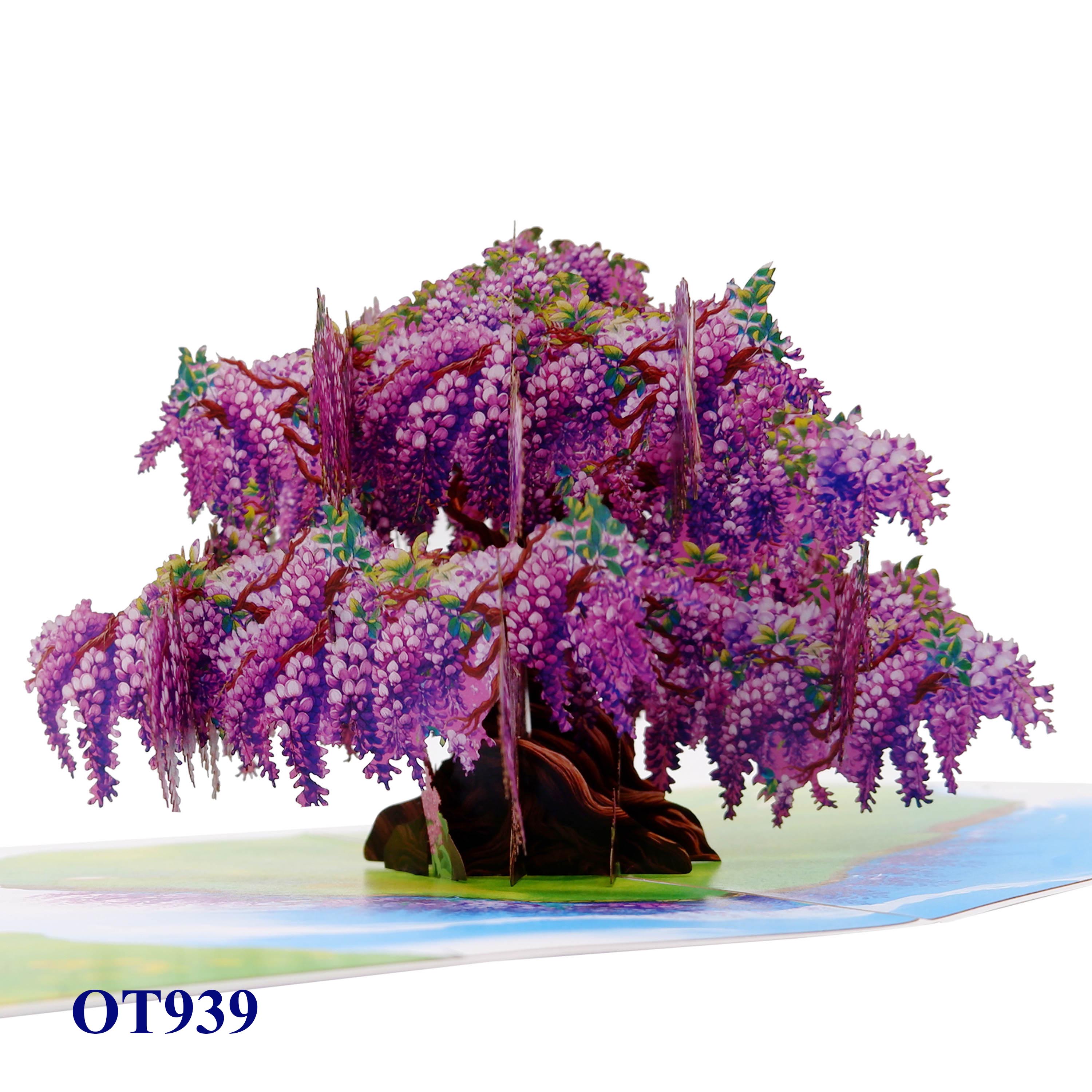 Purple Wisteria Tree Pop-Up 3D Greeting Card