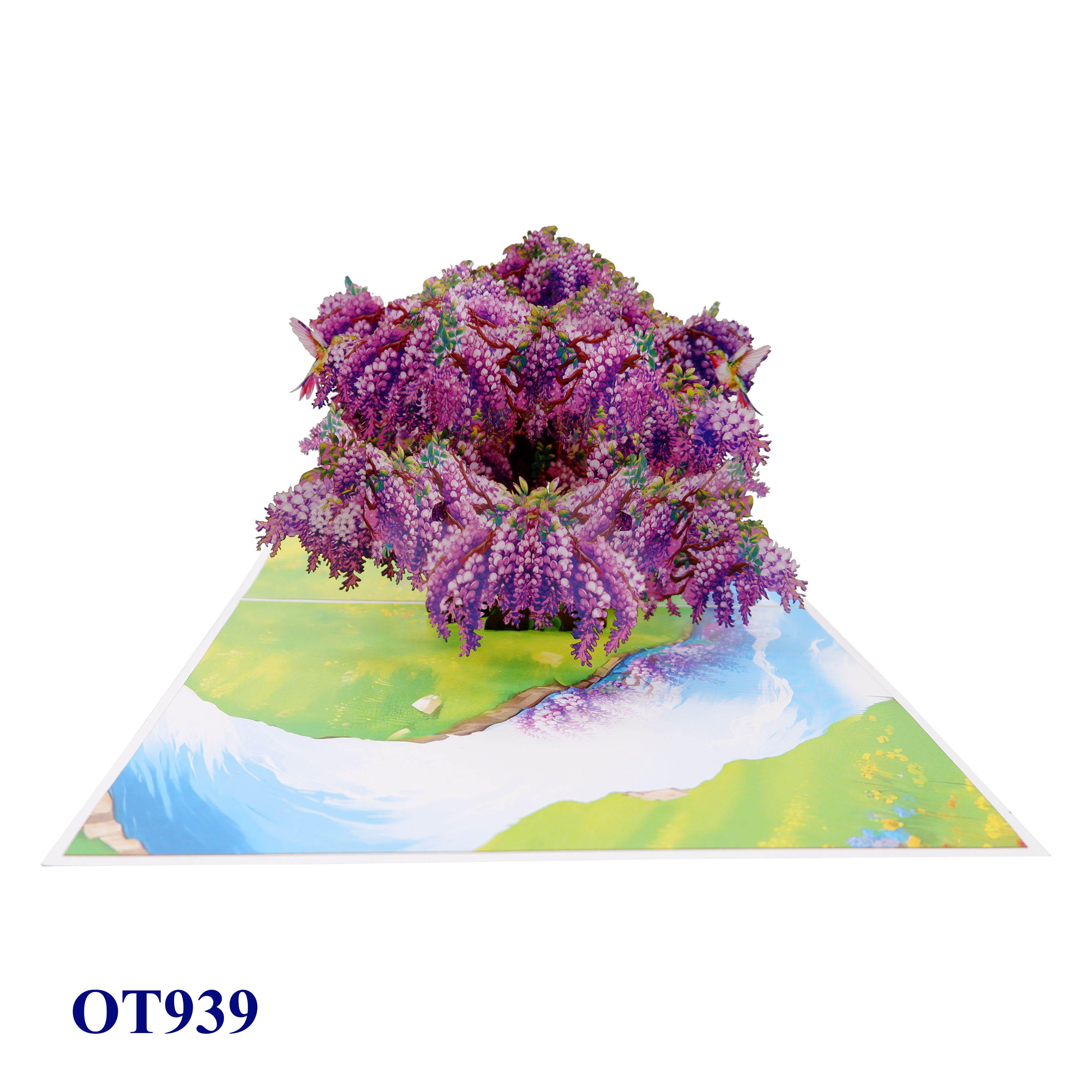 Purple Wisteria Tree Pop-Up 3D Greeting Card