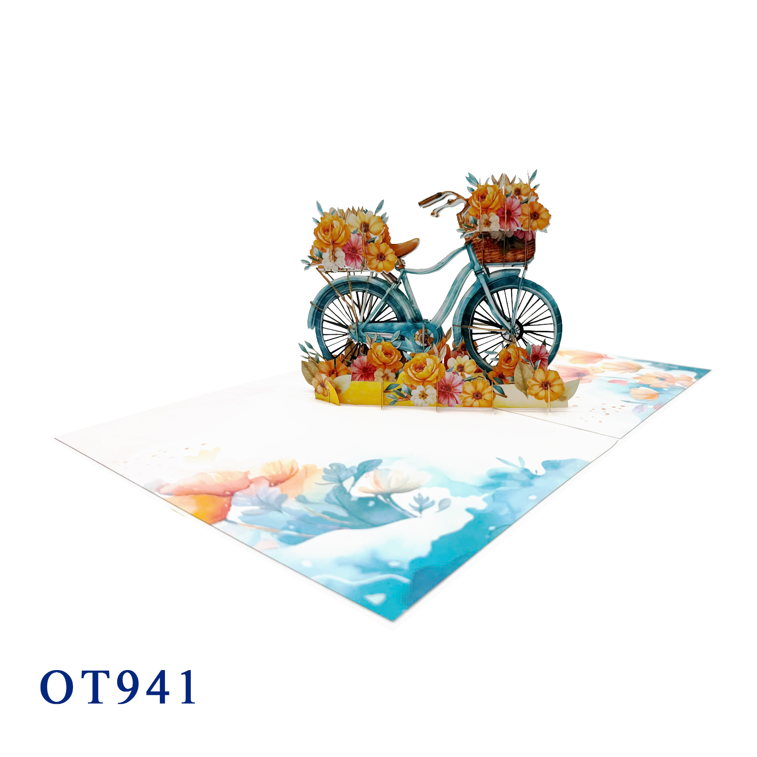 Bicycle Flowers Pop Up Card
