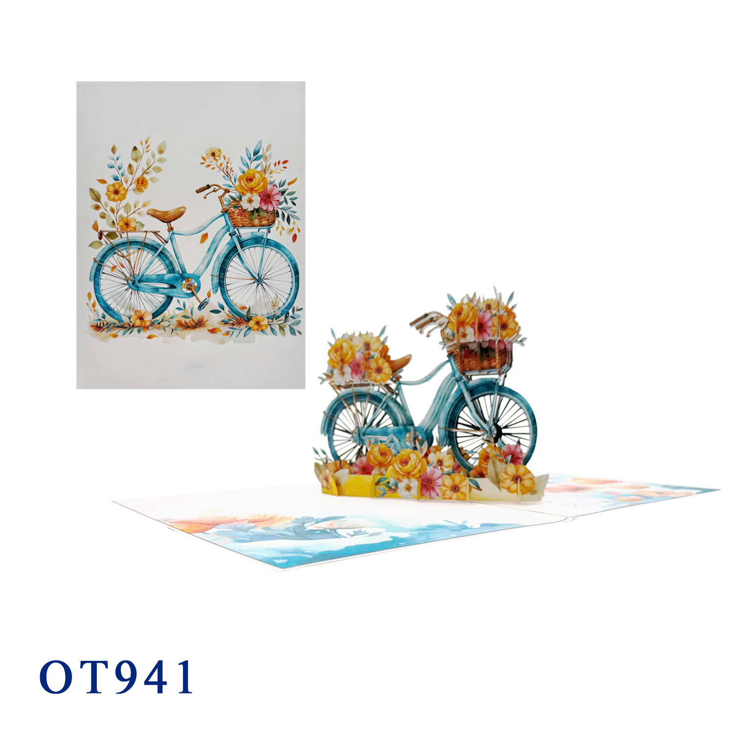 Bicycle Flowers Pop Up Card