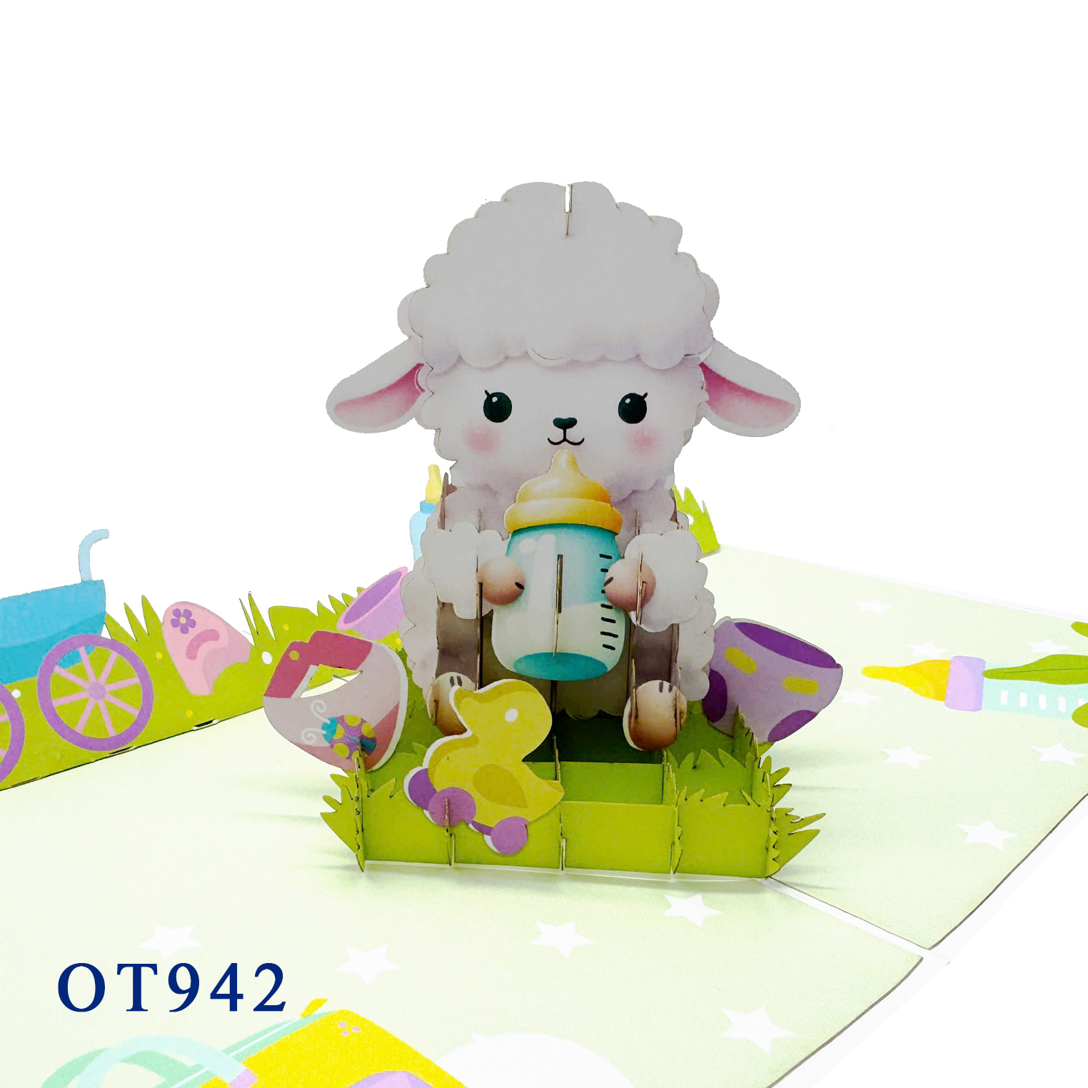 Lamb Christening Pop Up Card