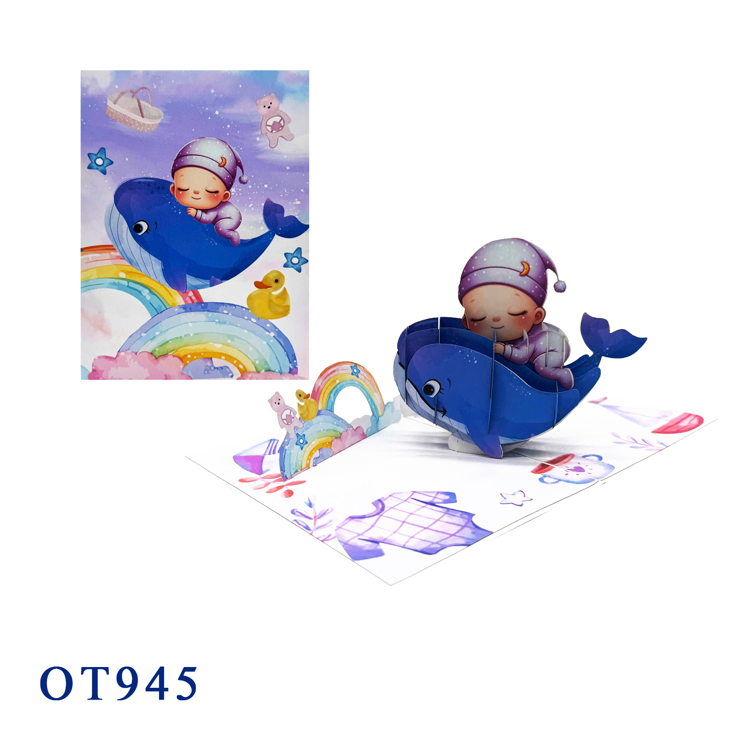 Sleepting Baby Whale 3D Pop Up Card