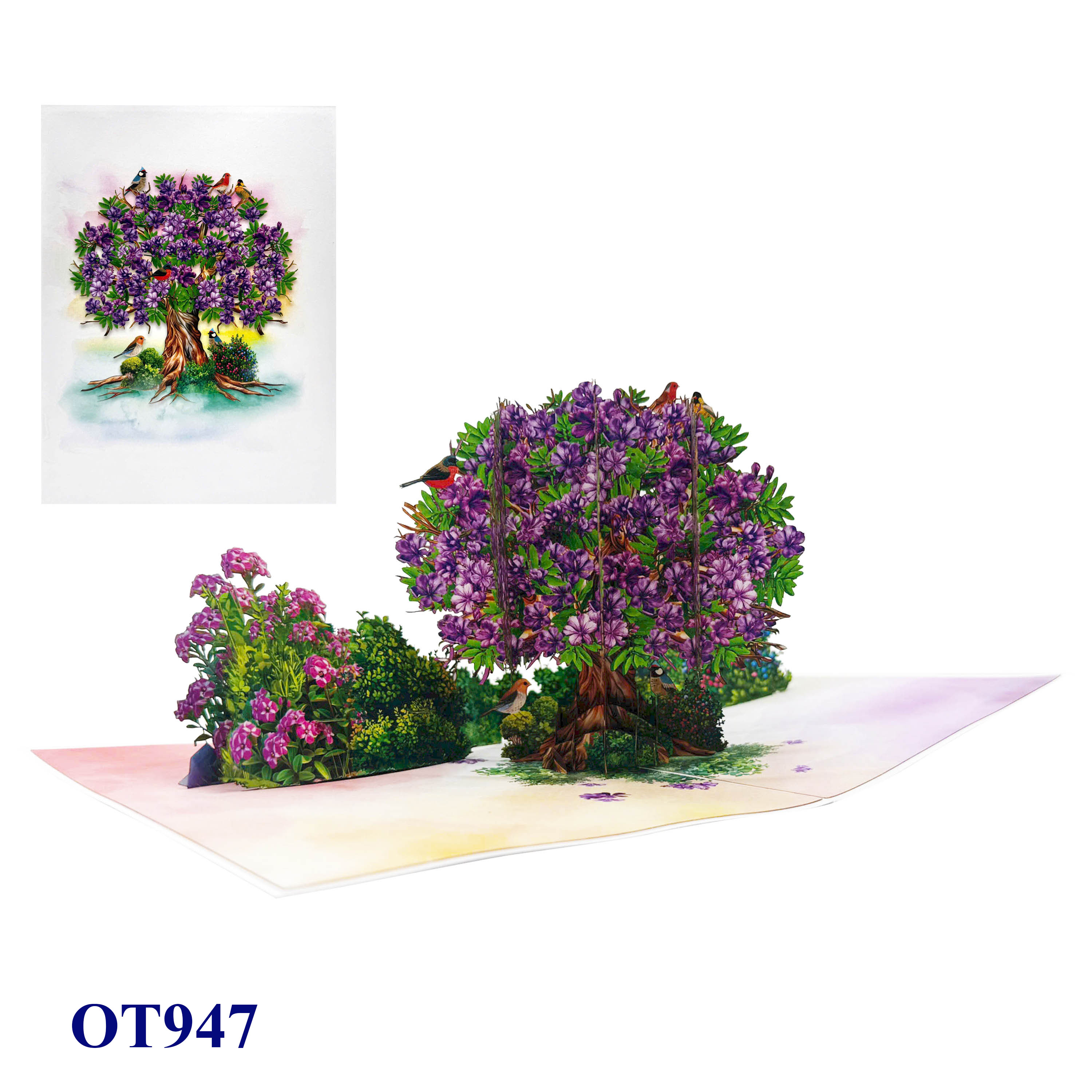 Purple Jacaranda Tree Pop-Up 3D Greeting Card