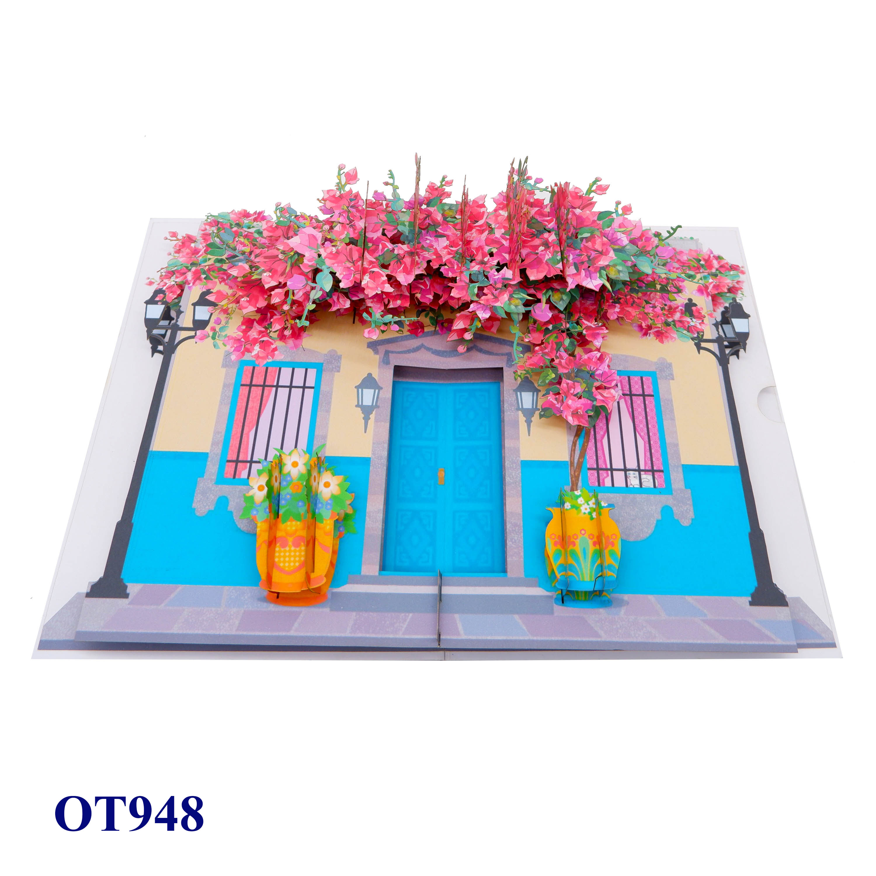 Bougainvillea House 3D Pop Up Card