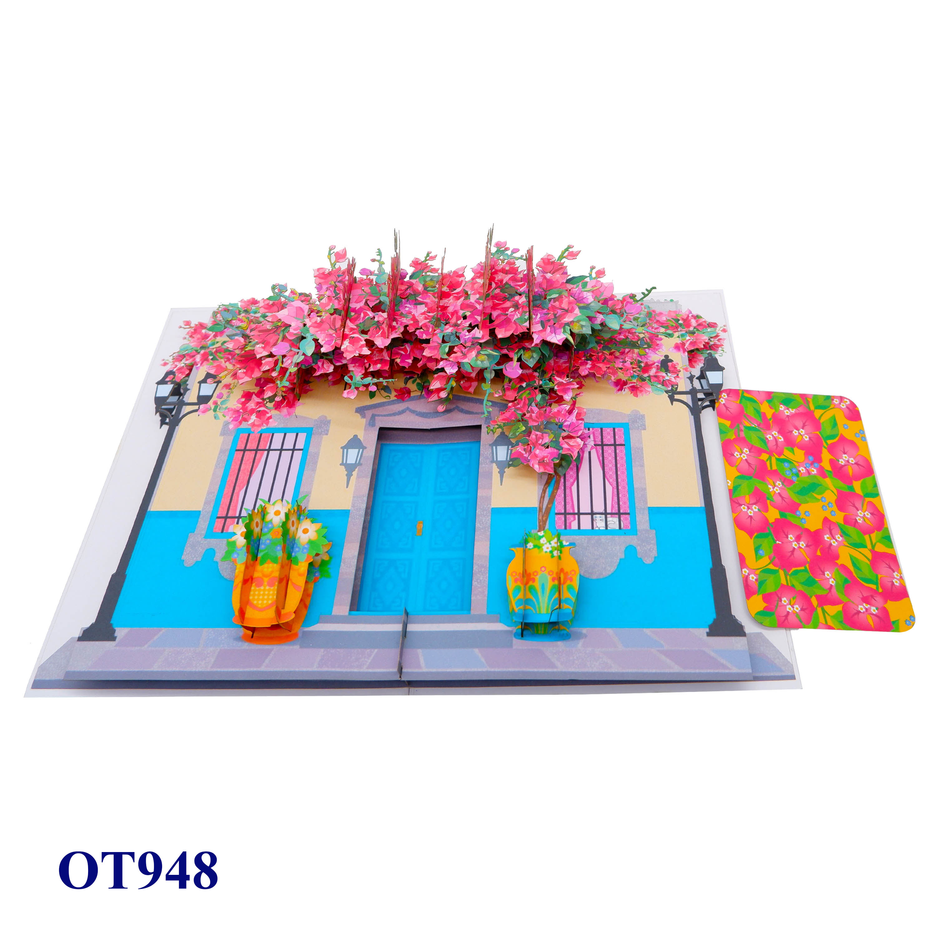 Bougainvillea House 3D Pop Up Card