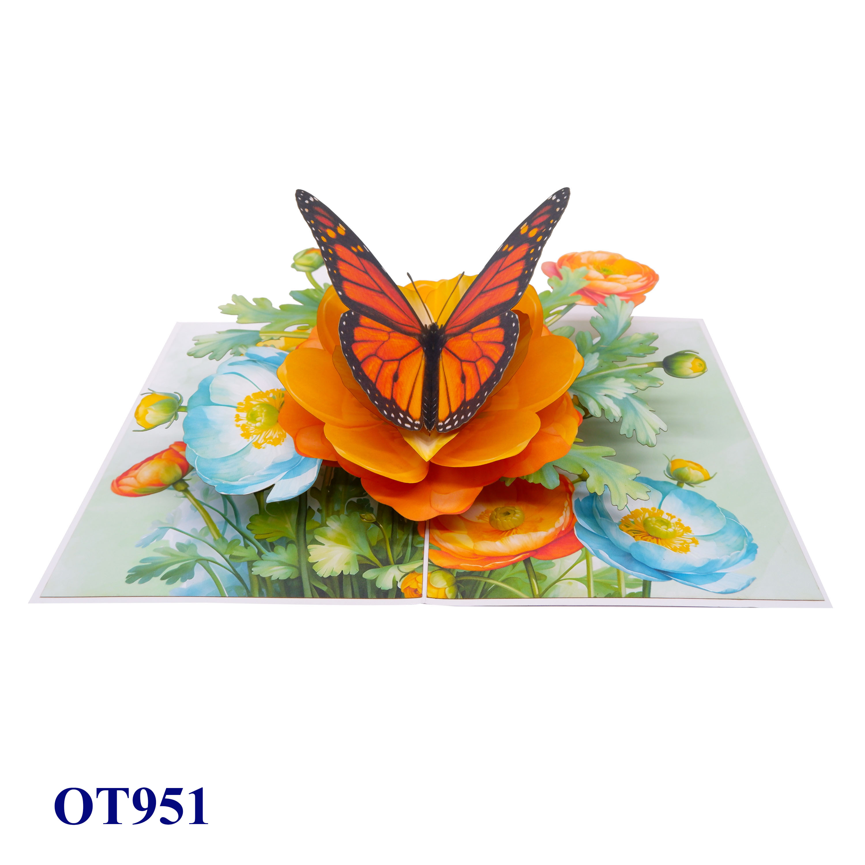 Persian Buttercup & Butterfly 3D Pop Up Greeting Card