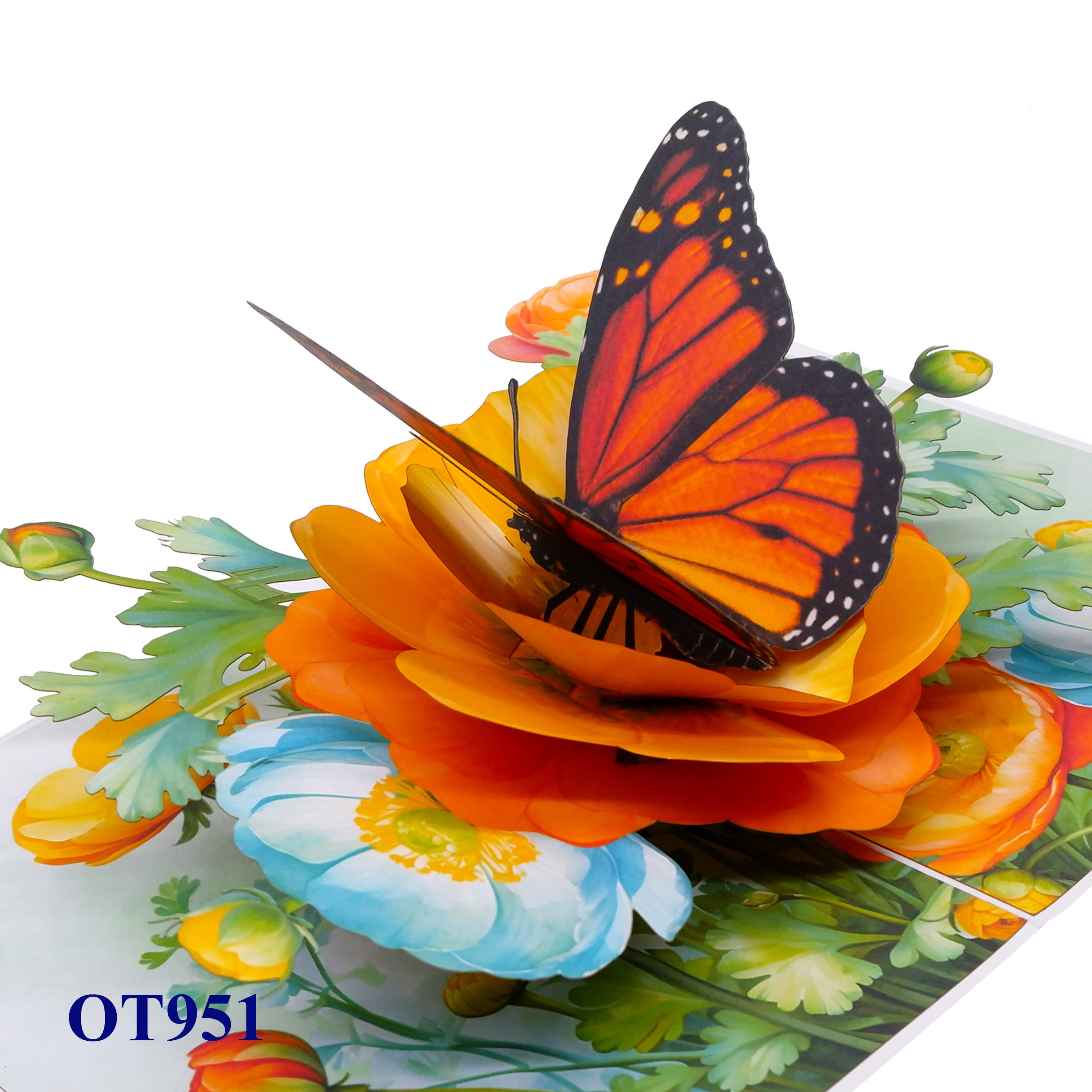 Persian Buttercup & Butterfly 3D Pop Up Greeting Card