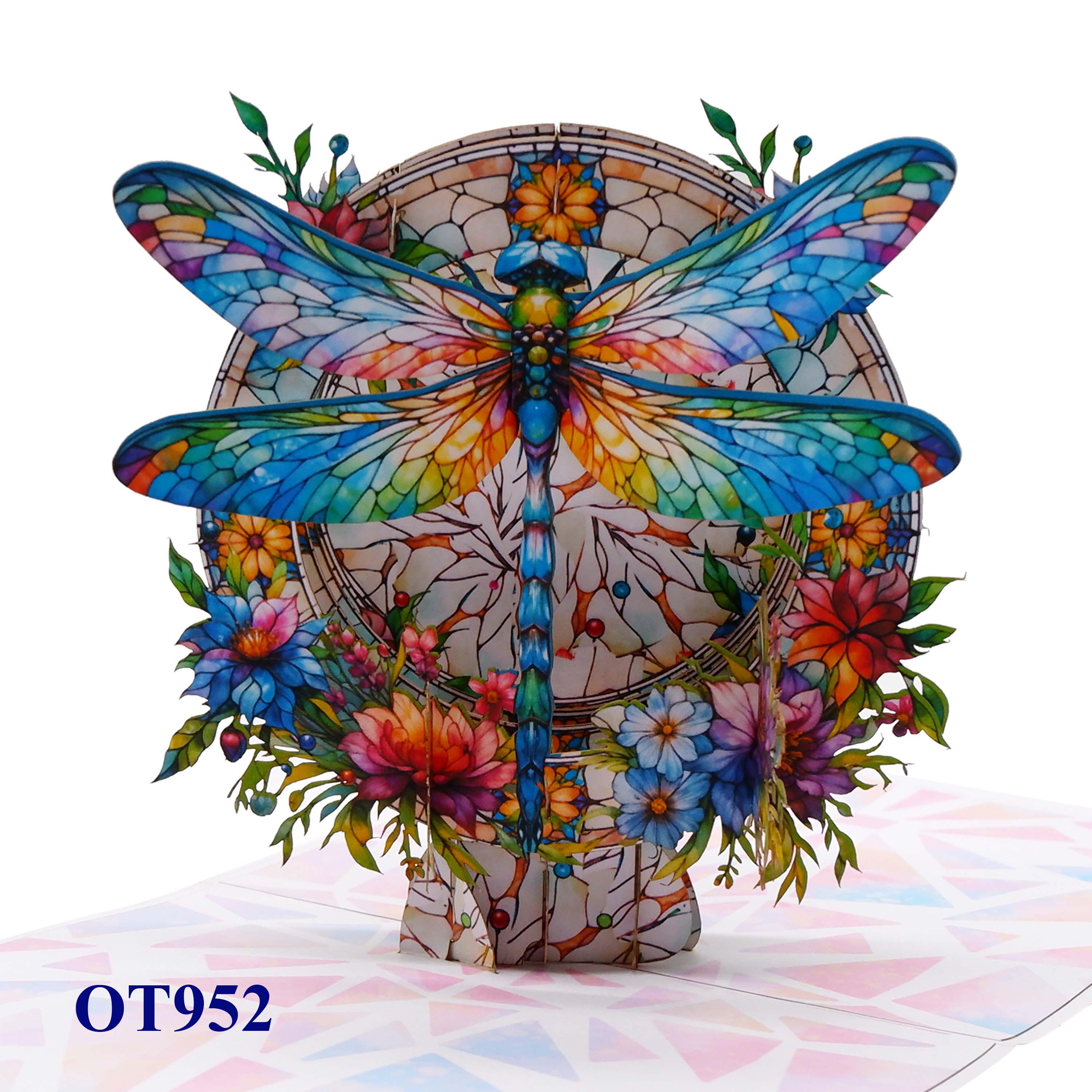 Stained Glass Dragonfly 3D Pop Up Card