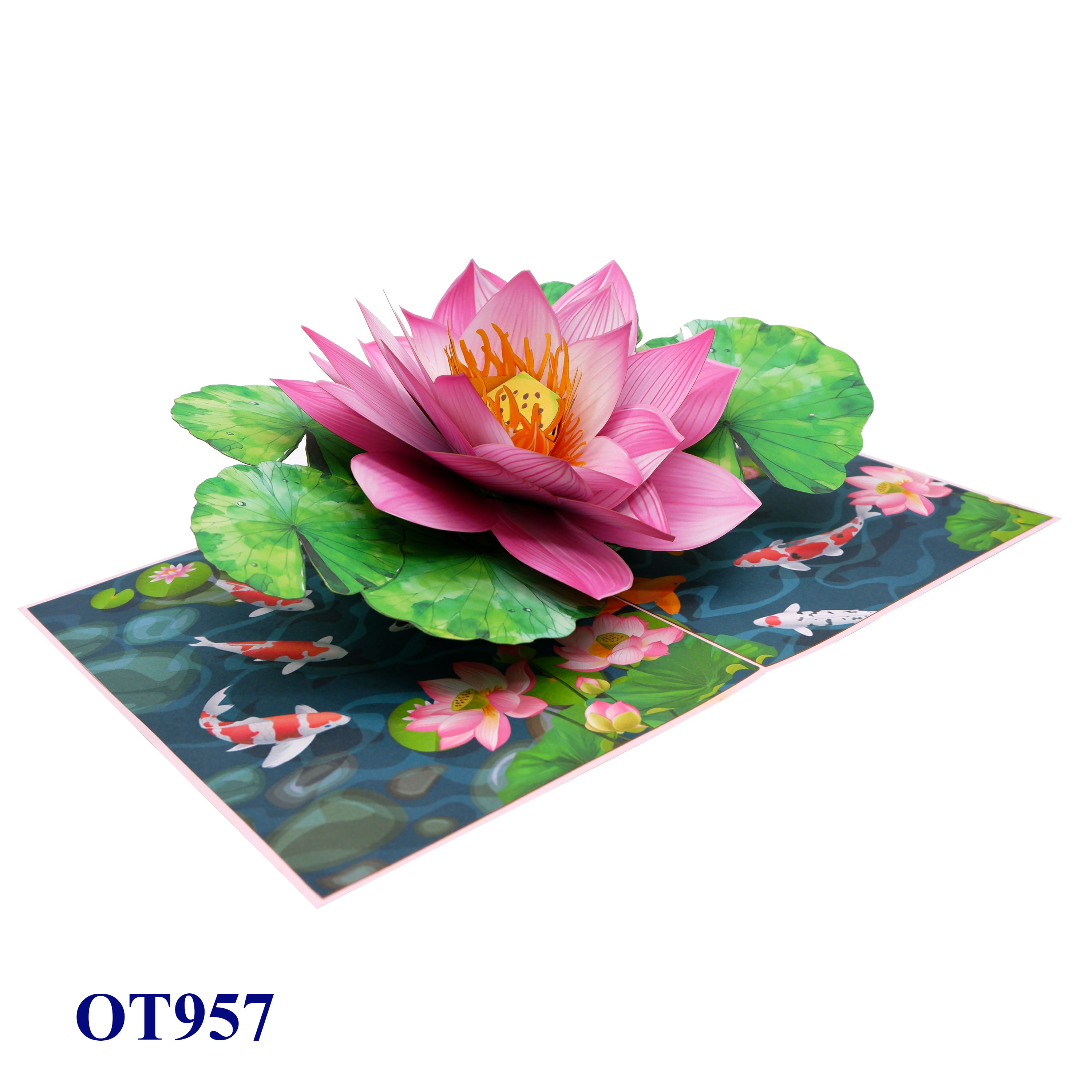 Pink Lotus 3D Pop Up Greeting Card