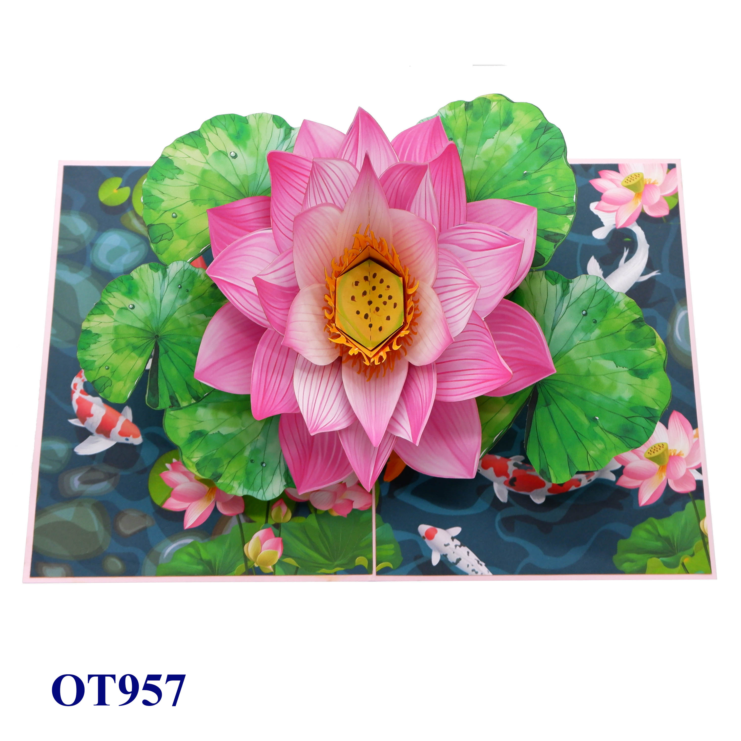 Pink Lotus 3D Pop Up Greeting Card
