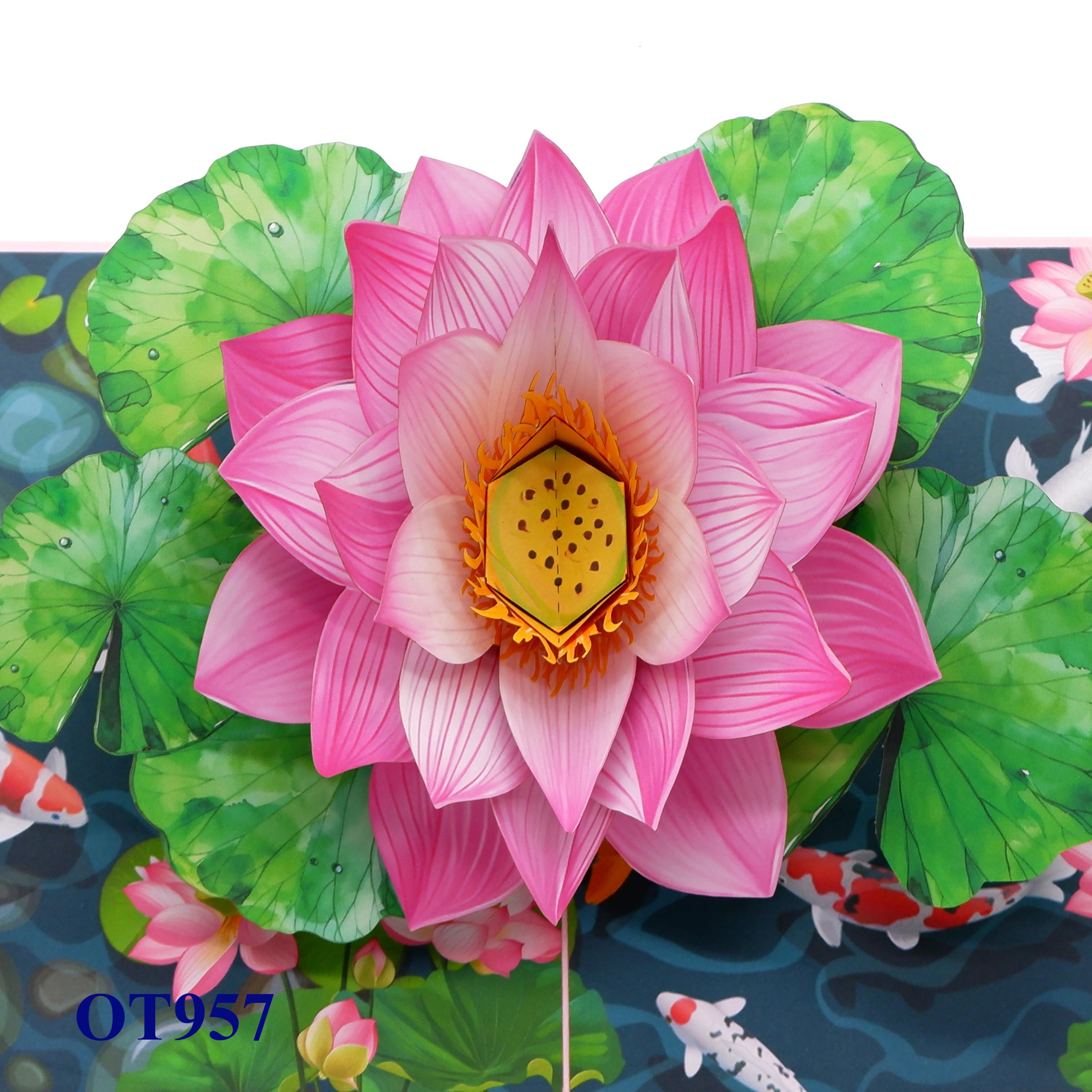 Pink Lotus 3D Pop Up Greeting Card