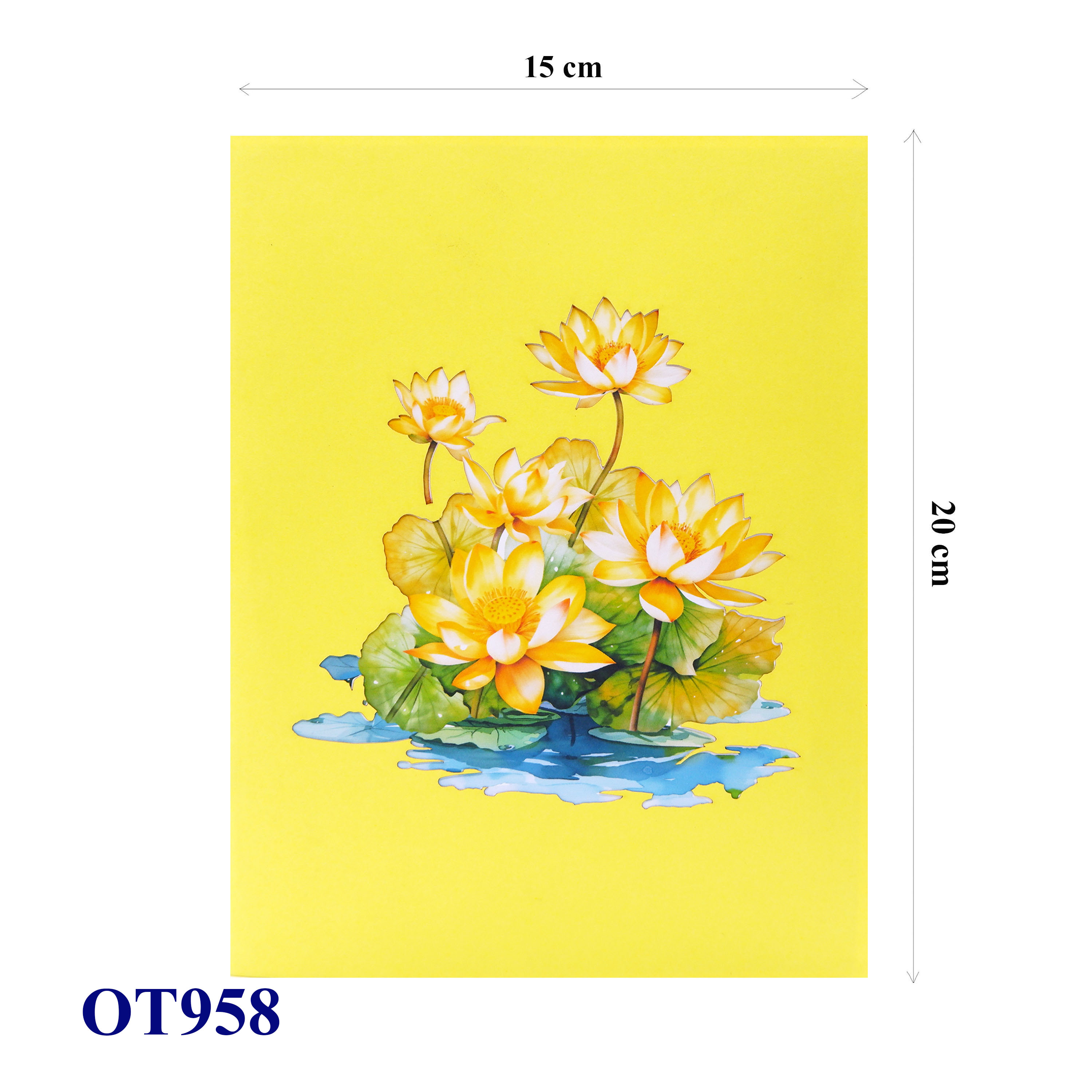 Yellow Lotus 3D Pop-up Card