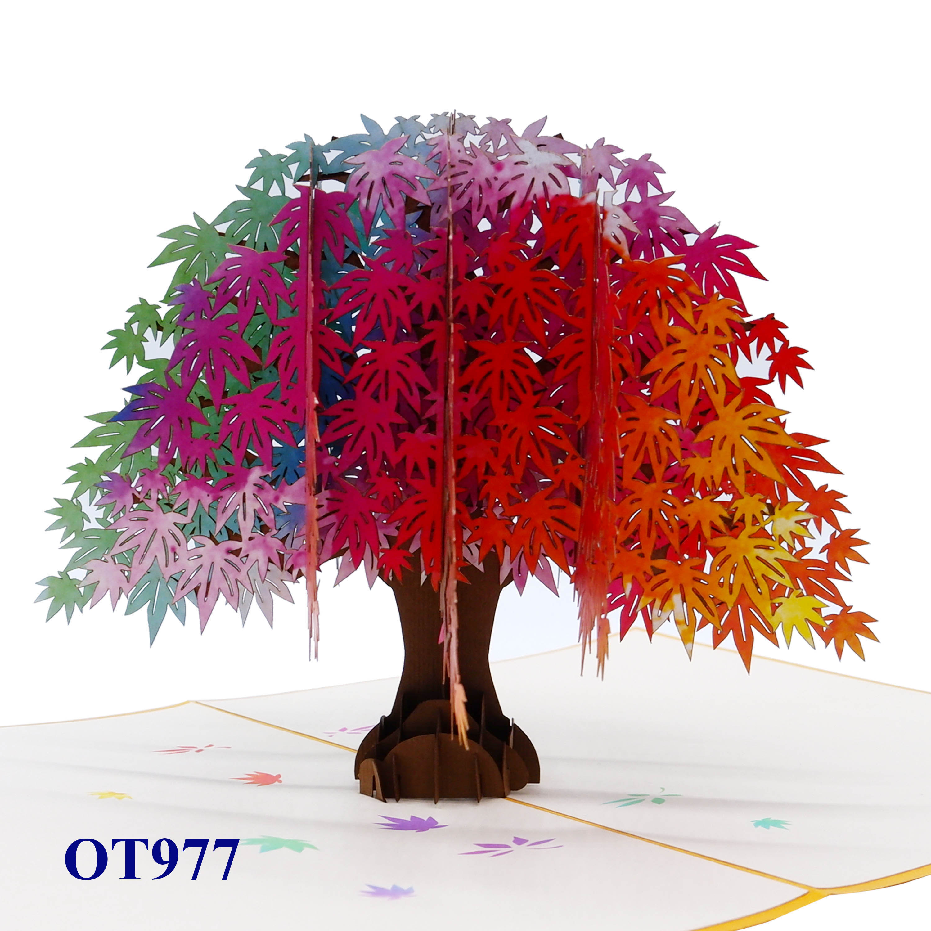 Rainbow Maple Tree Pop-Up Card – Handmade 3D Greeting Card