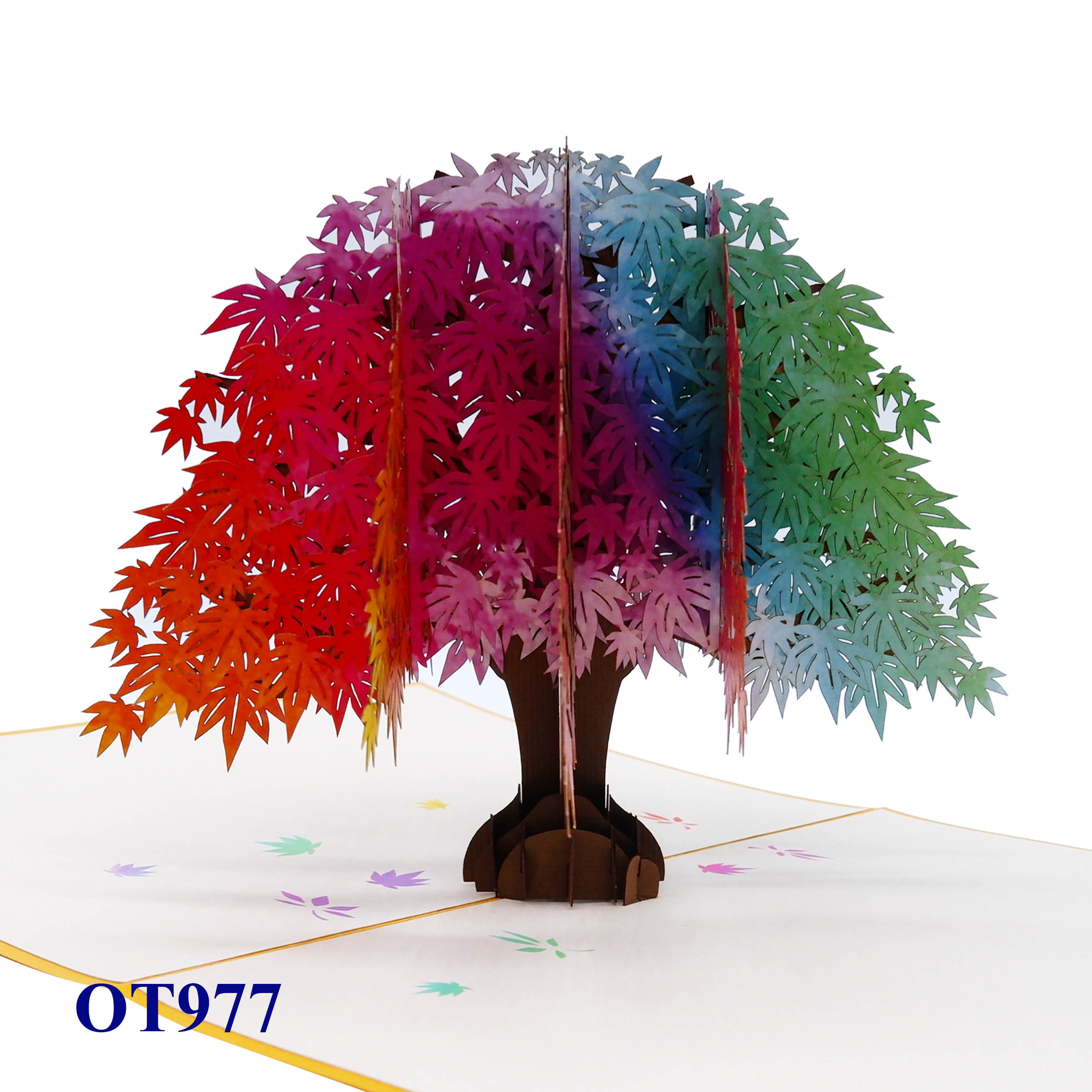 Rainbow Maple Tree Pop-Up Card – Handmade 3D Greeting Card