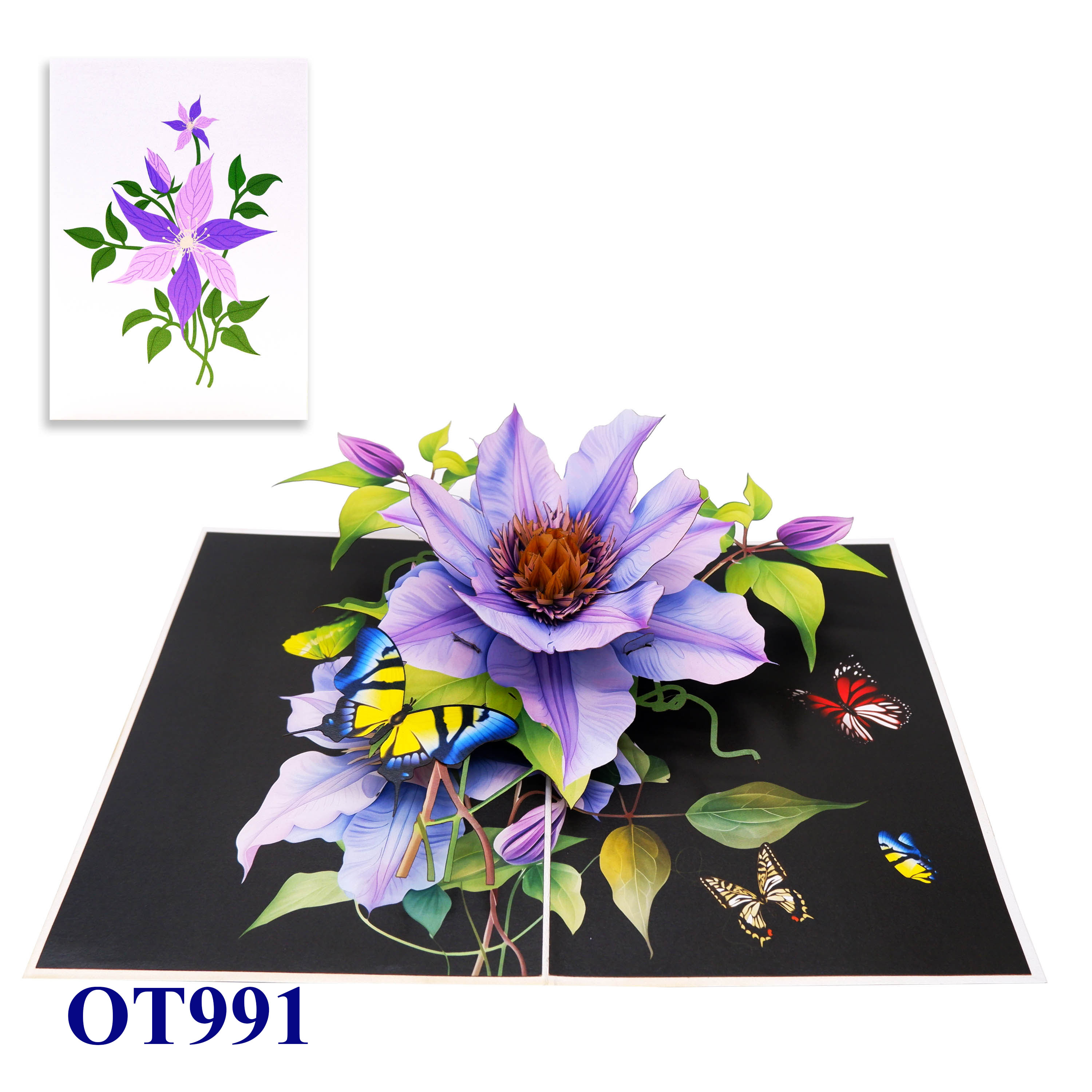 Clematis Bloom 3D Pop-up Card